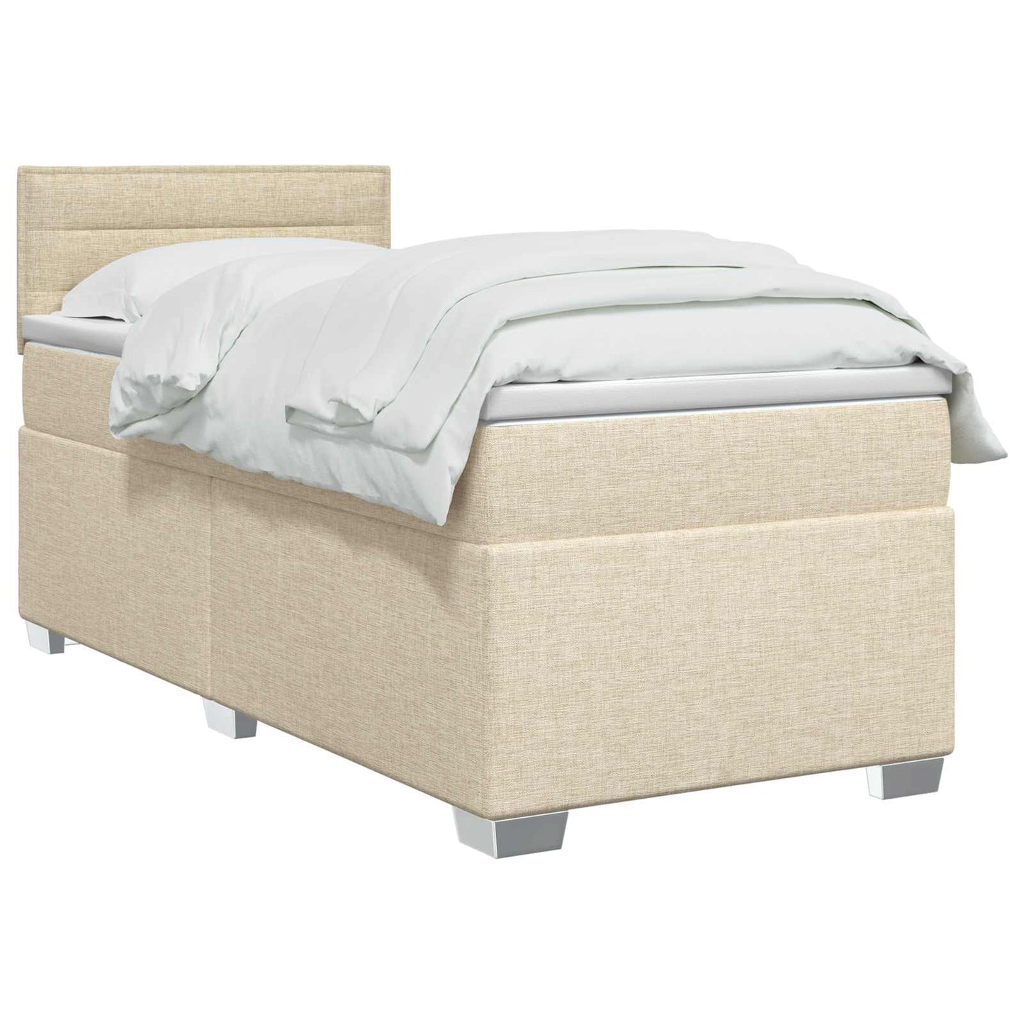 Boxspring ágy matraccal és LED-del Krémszínű 100 x 200 cm
