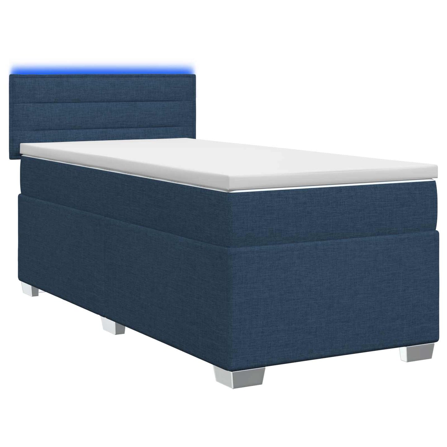 Boxspring ágy matraccal és LED-del Kék 100 x 200 cm Szövet