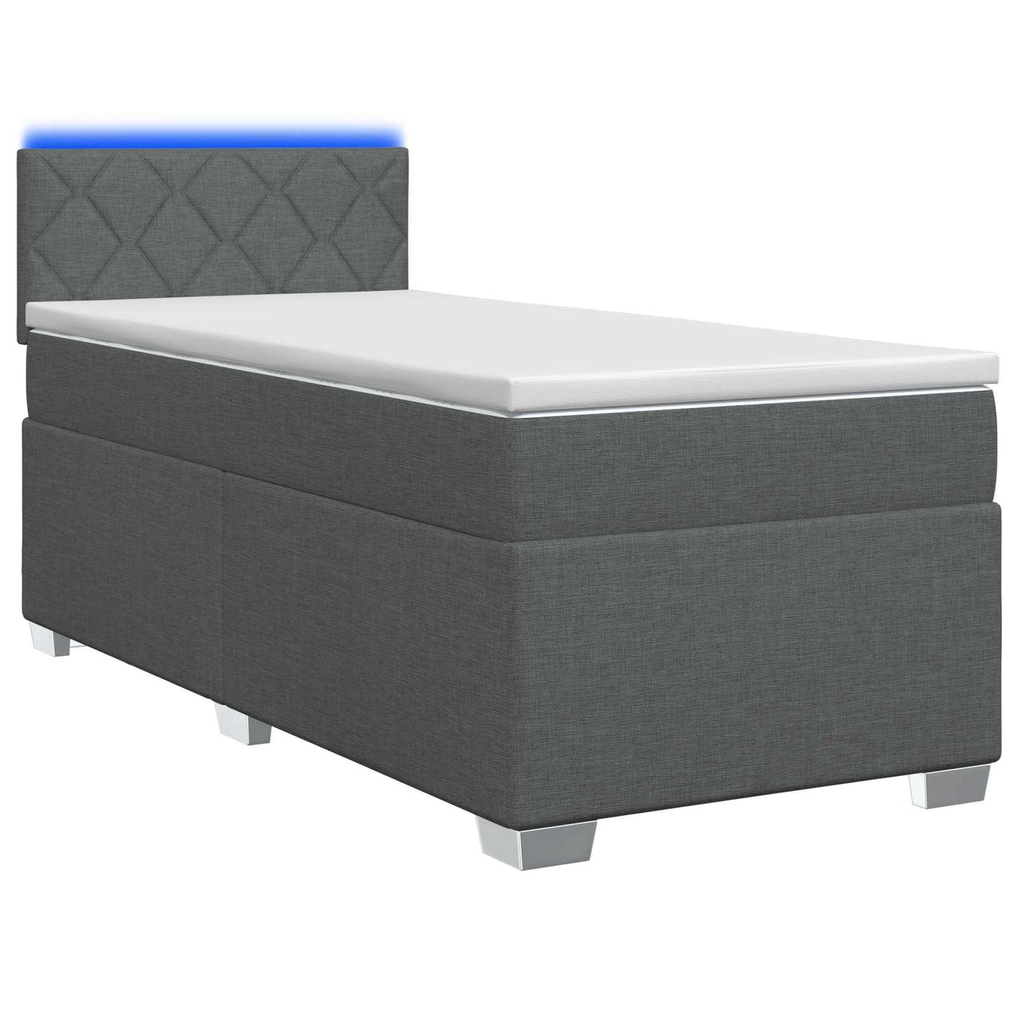 Boxspring ágy matraccal és LED-del Sötétszürke 100 x 200 cm