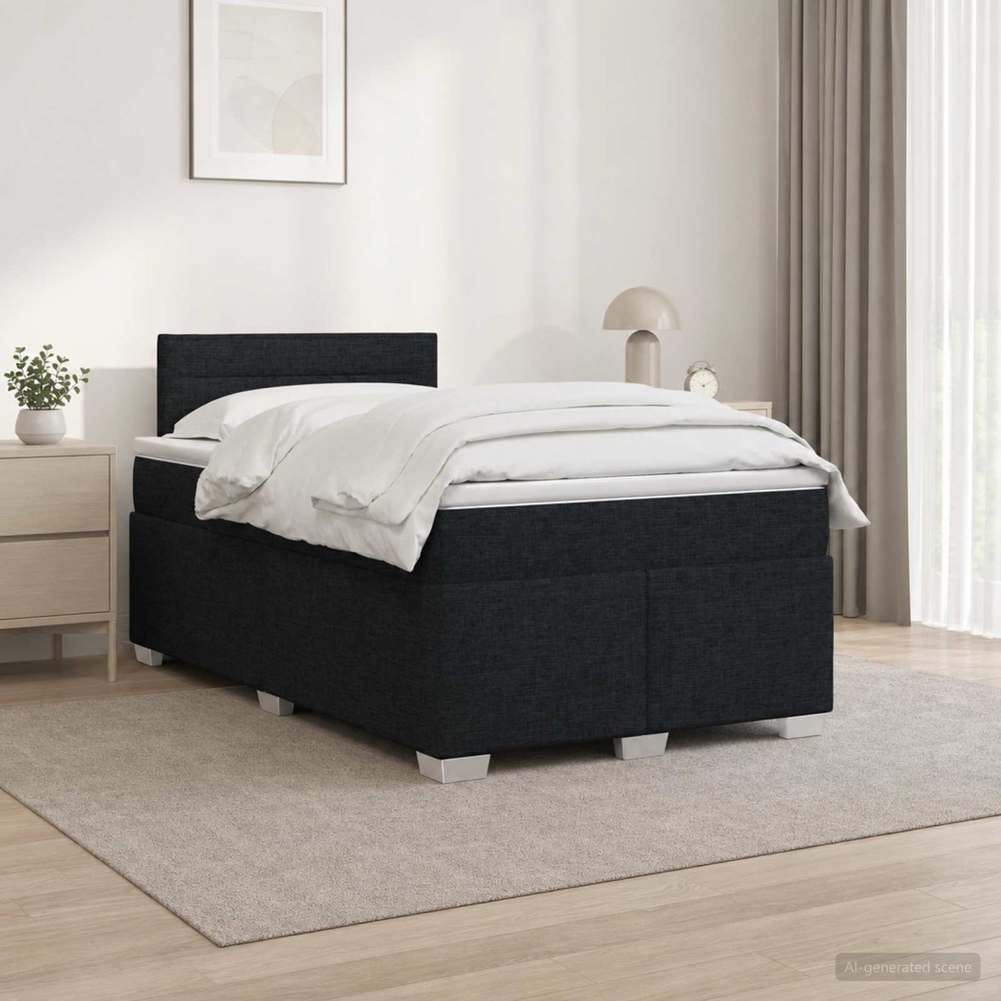 Boxspring ágy matraccal és LED-del Fekete 120 x 190 cm Szövet