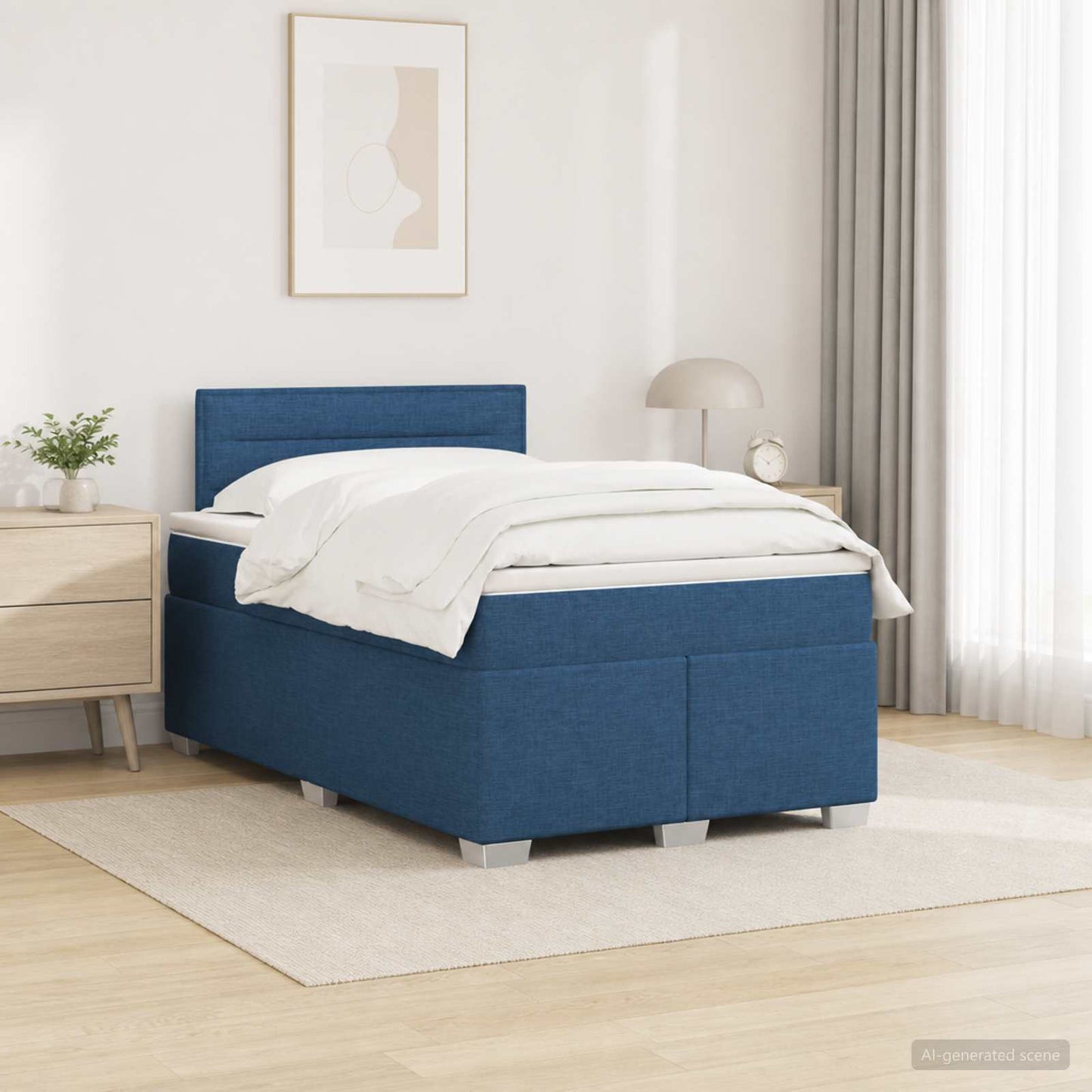 Boxspring ágy matraccal és LED-del Kék 120 x 200 cm Szövet