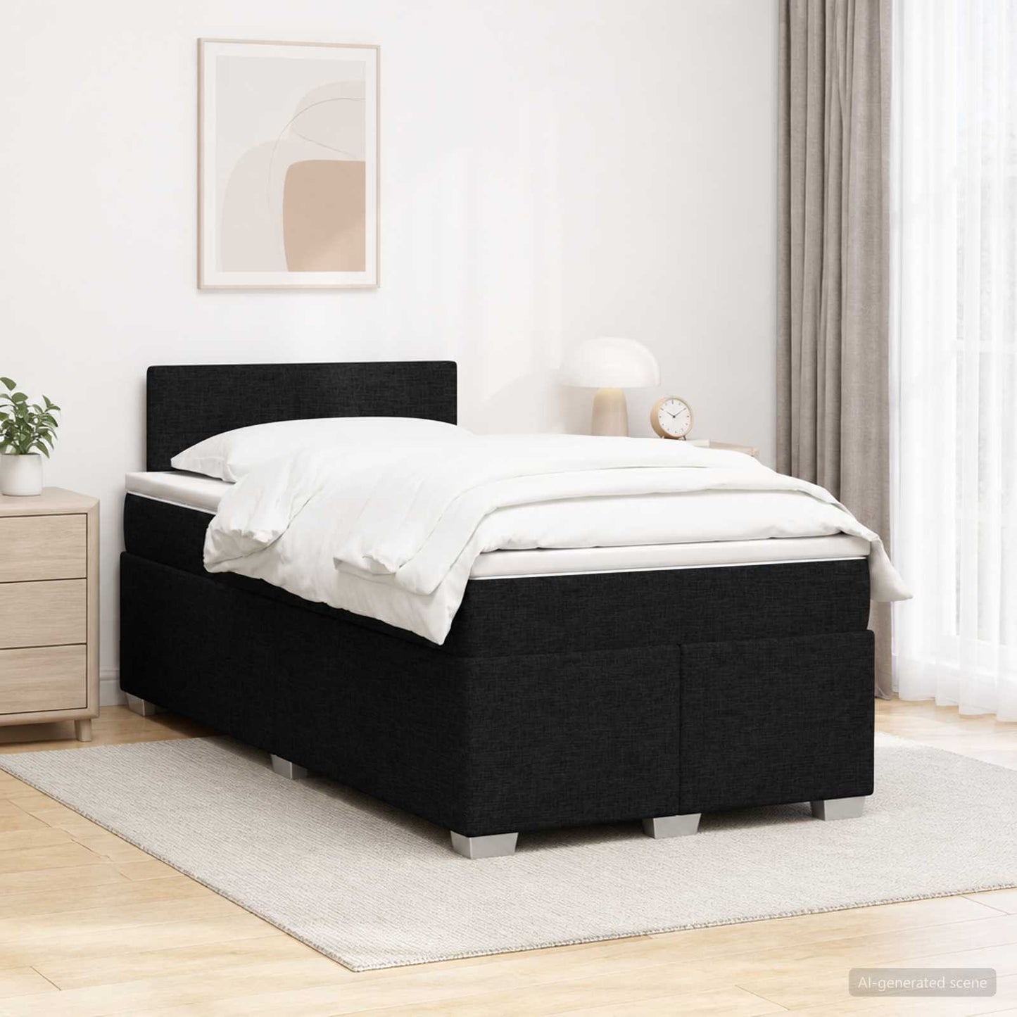 Boxspring ágy matraccal és LED-del Fekete 120 x 200 cm Szövet