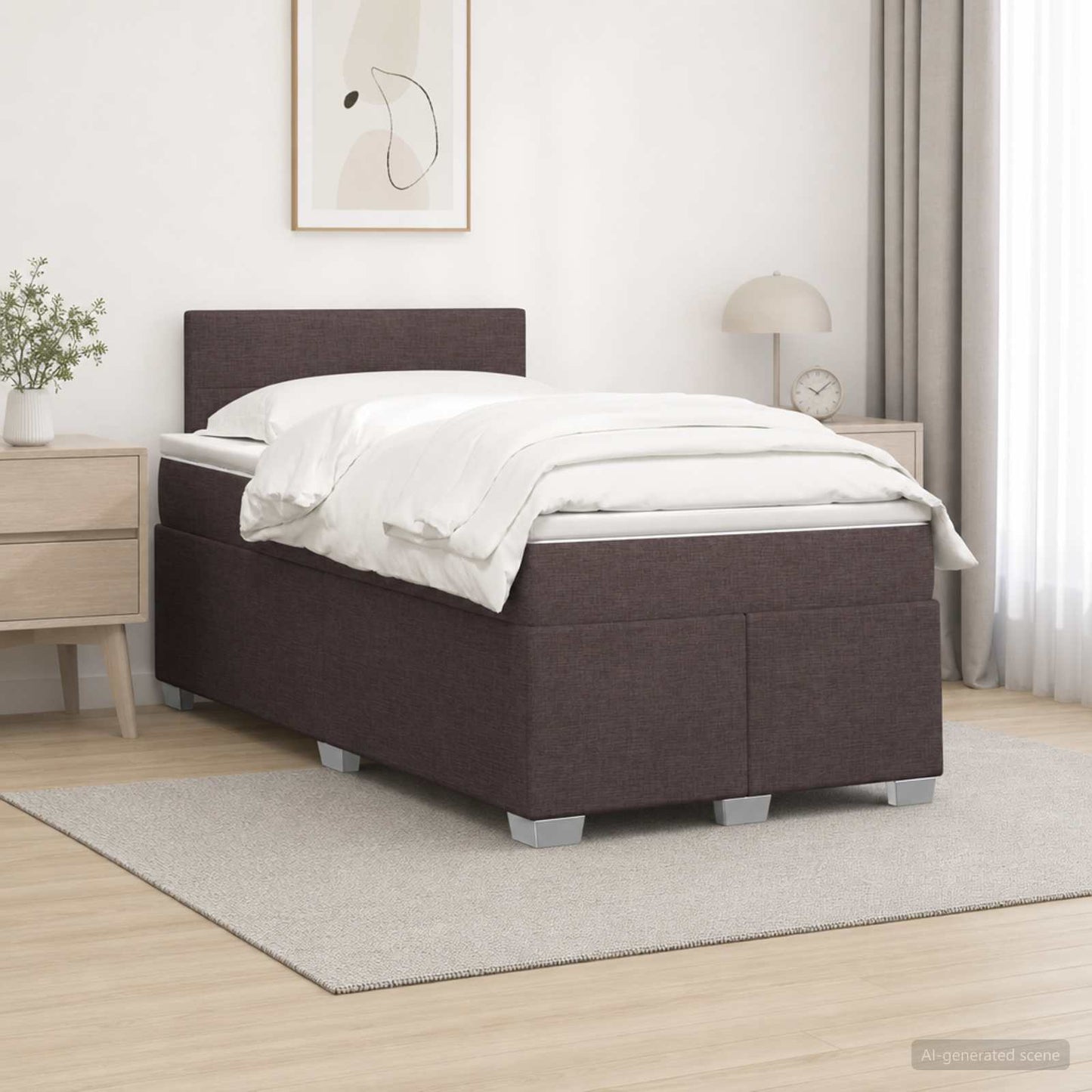 Boxspring ágy matraccal és LED-del Sötét Barna 120 x 200 cm