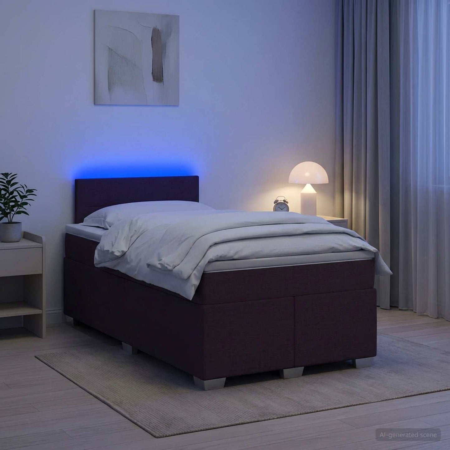 Boxspring ágy matraccal és LED-del Sötét Barna 120 x 200 cm