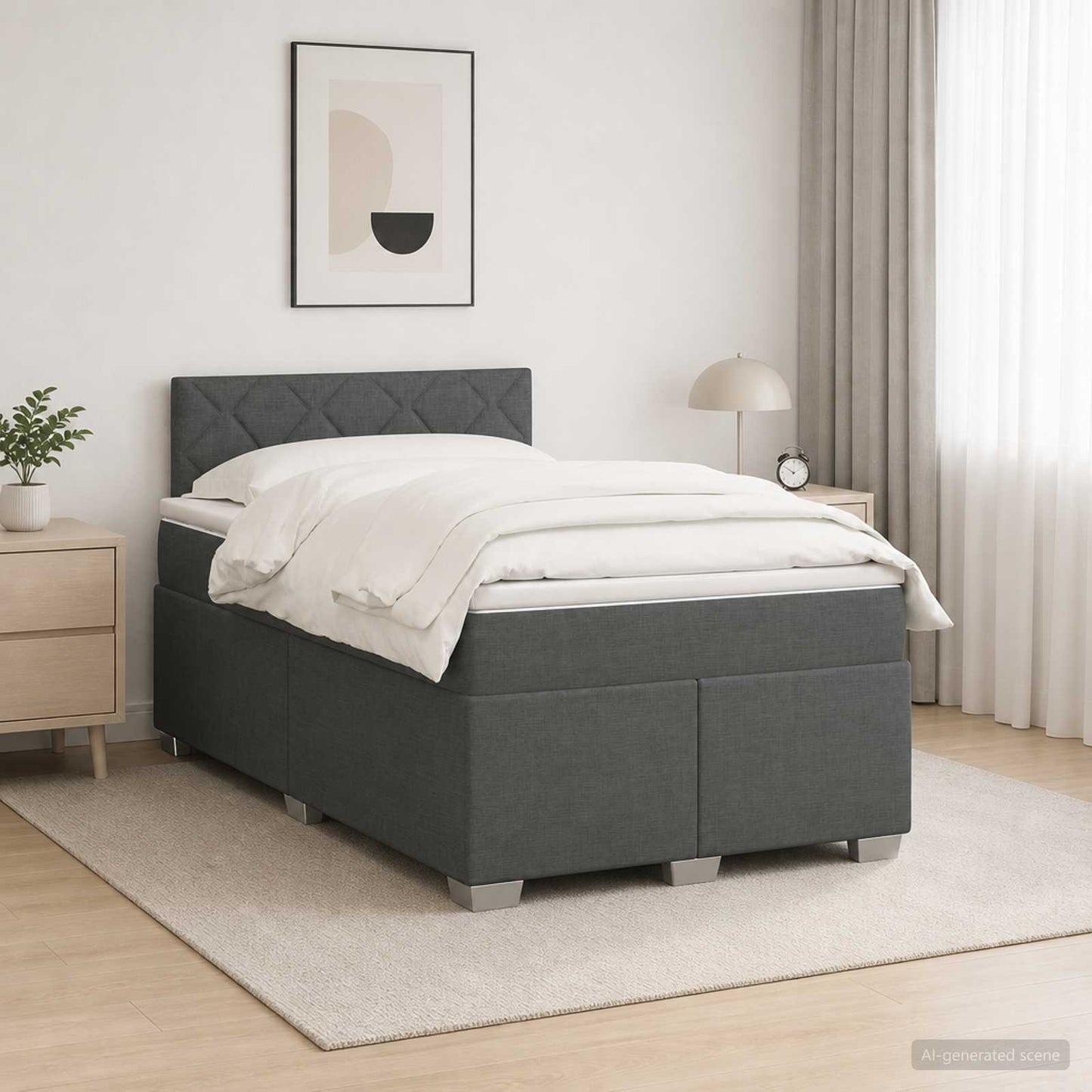 Boxspring ágy matraccal és LED-del Sötétszürke 120 x 200 cm