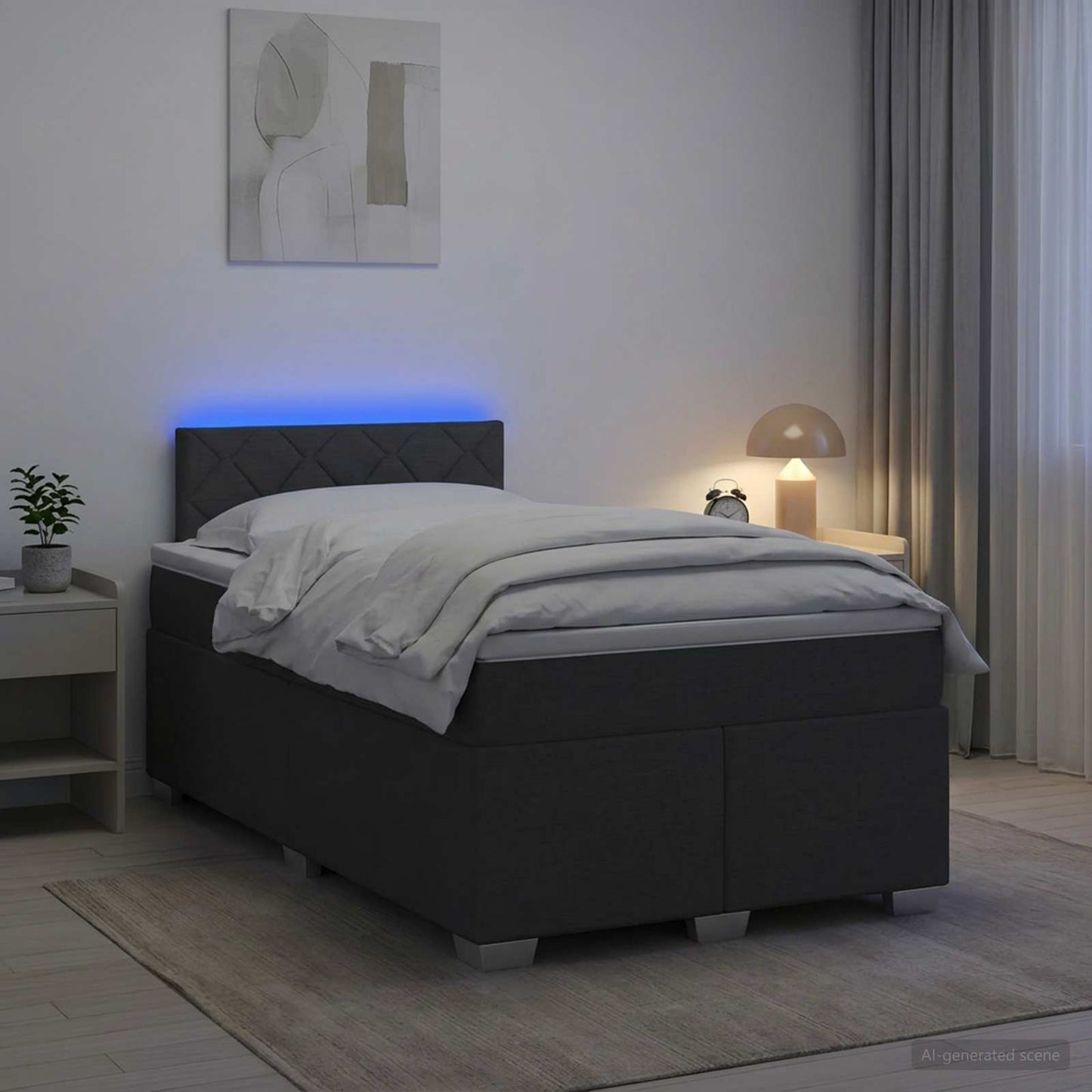 Boxspring ágy matraccal és LED-del Sötétszürke 120 x 200 cm