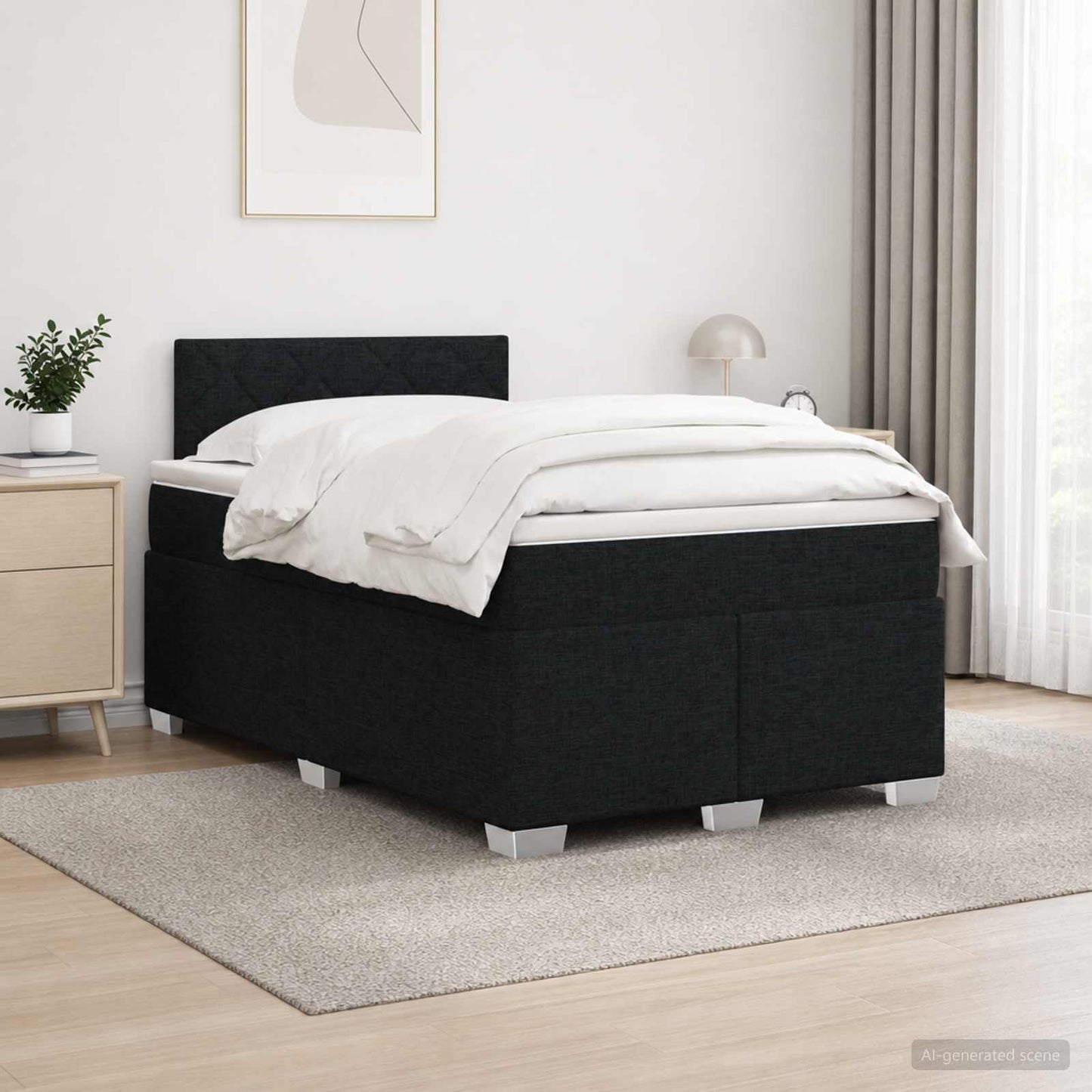 Boxspring ágy matraccal és LED-del Fekete 120 x 200 cm Szövet