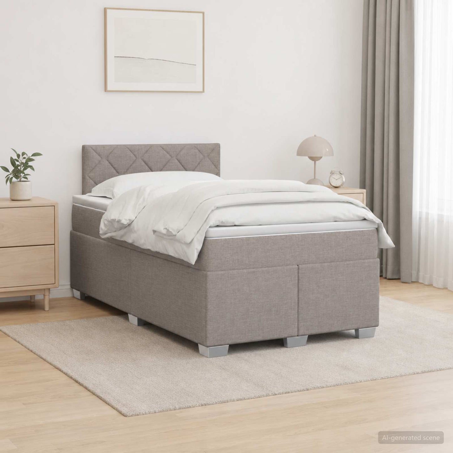 Boxspring ágy matraccal és LED-del Tópszínű 120 x 190 cm Szövet