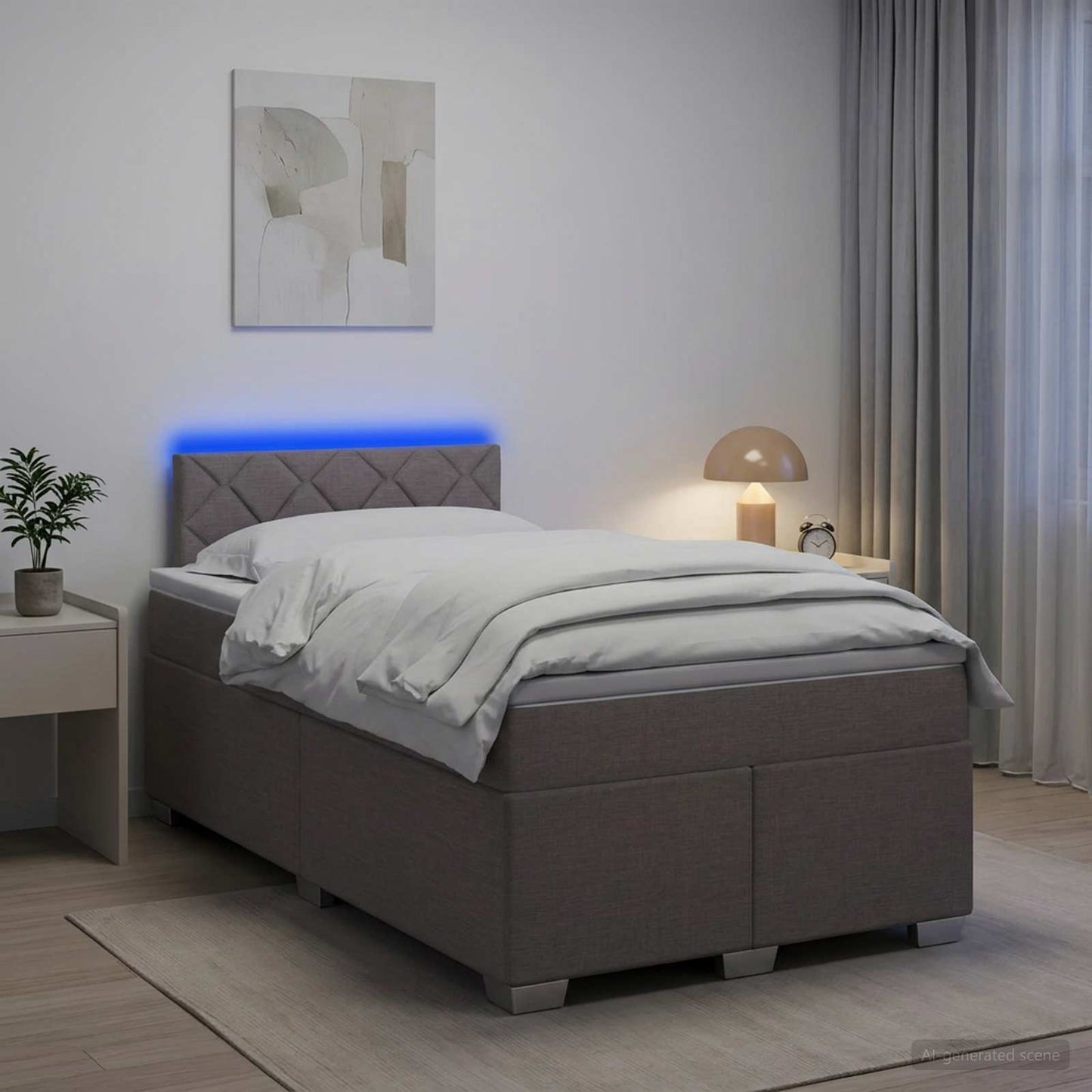 Boxspring ágy matraccal és LED-del Tópszínű 120 x 190 cm Szövet
