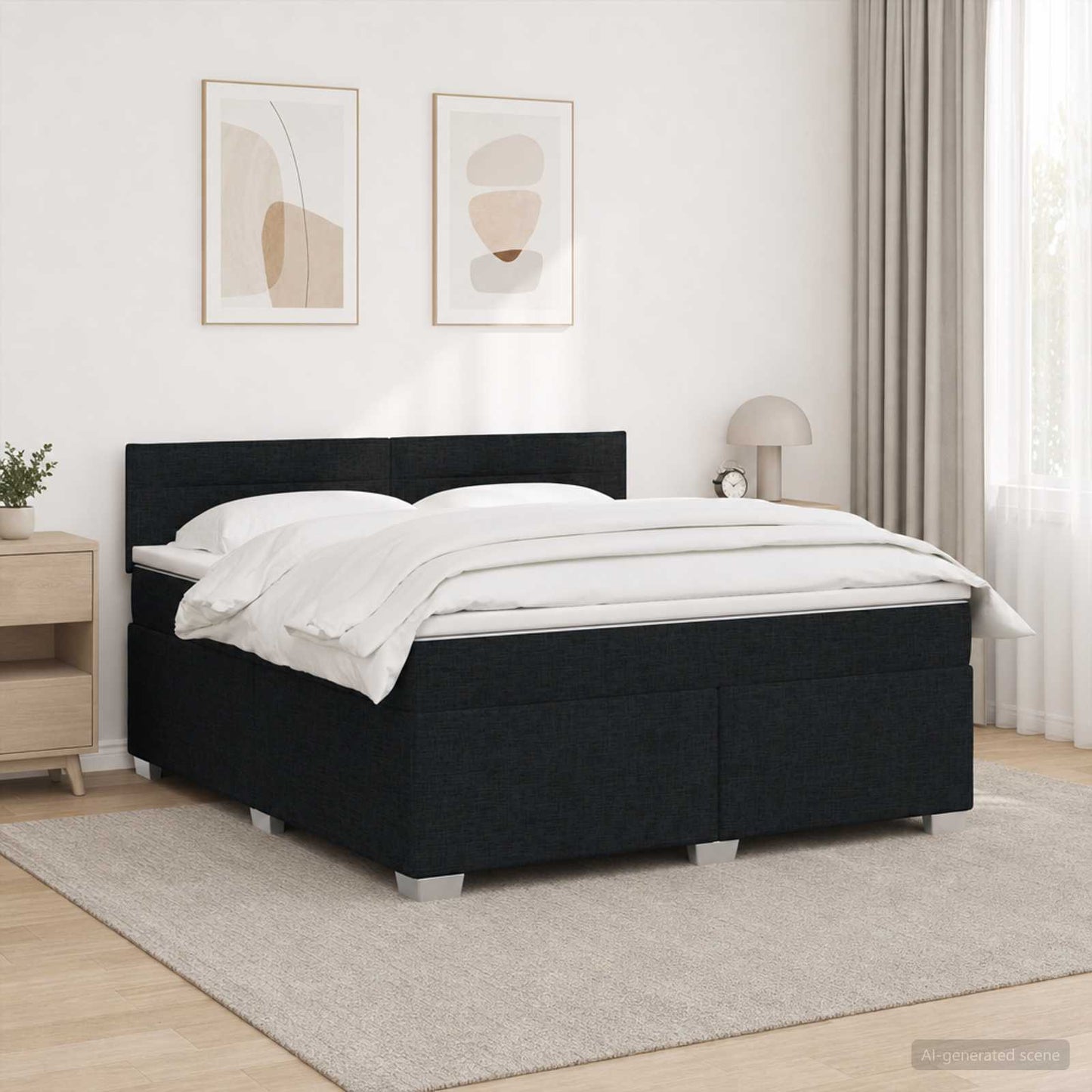 Boxspring ágy matraccal és LED-del Fekete 140 x 200 cm Szövet