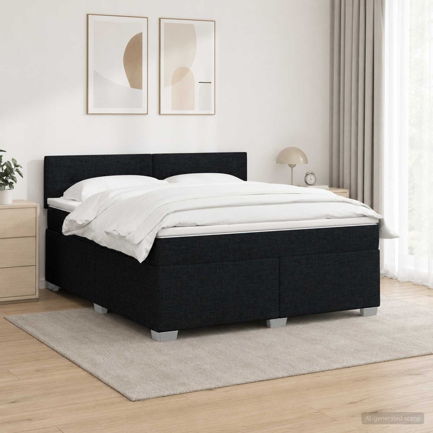 Boxspring ágy matraccal és LED-del Fekete 140 x 190 cm Szövet