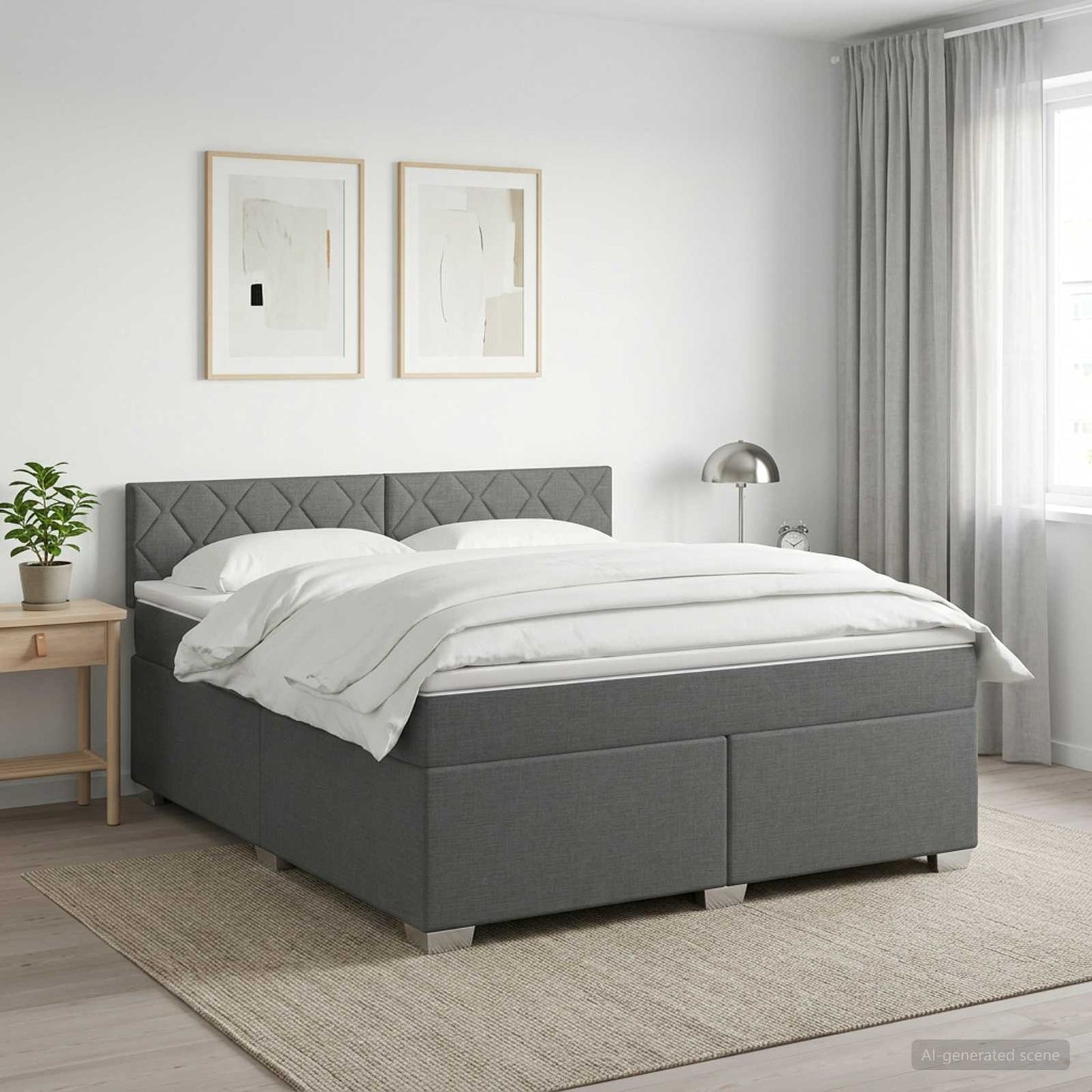 Boxspring ágy matraccal és LED-del Sötétszürke 160 x 200 cm