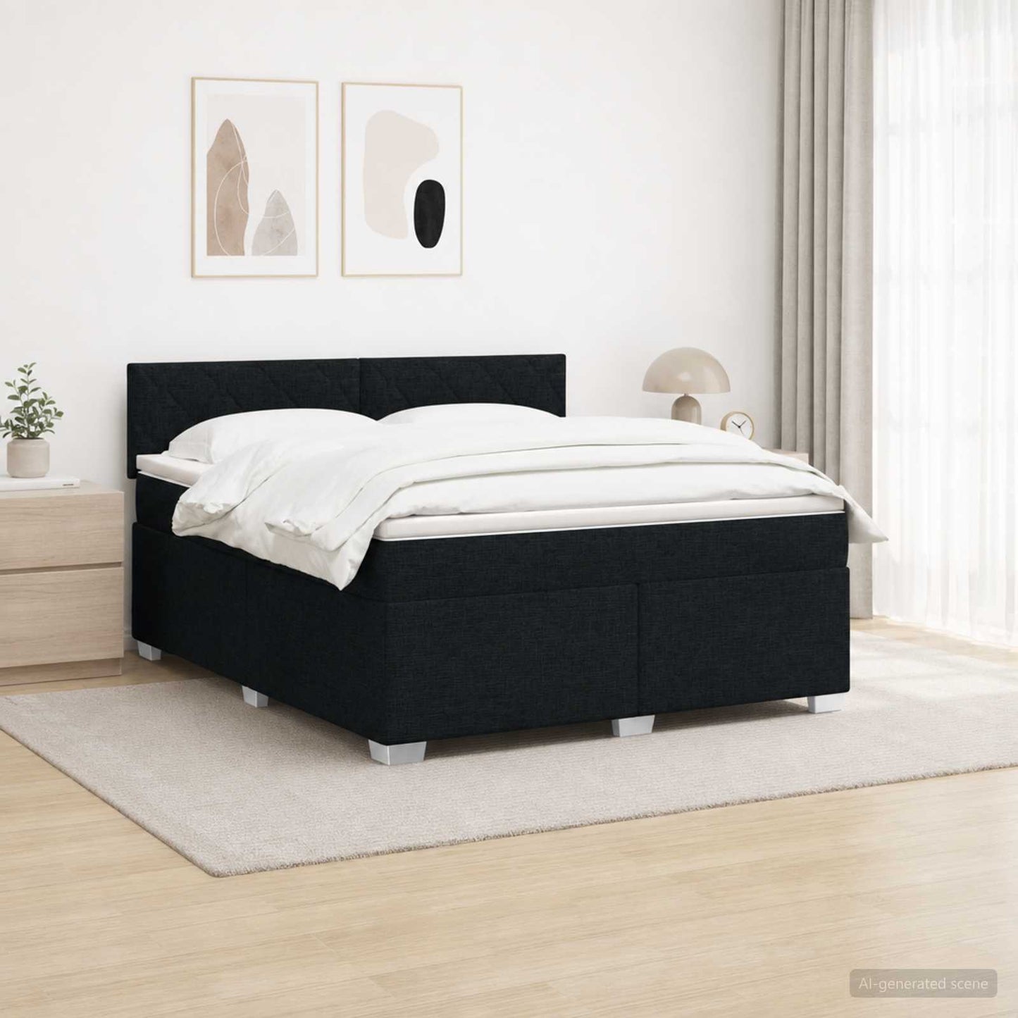 Boxspring ágy matraccal és LED-del Fekete 160 x 200 cm Szövet