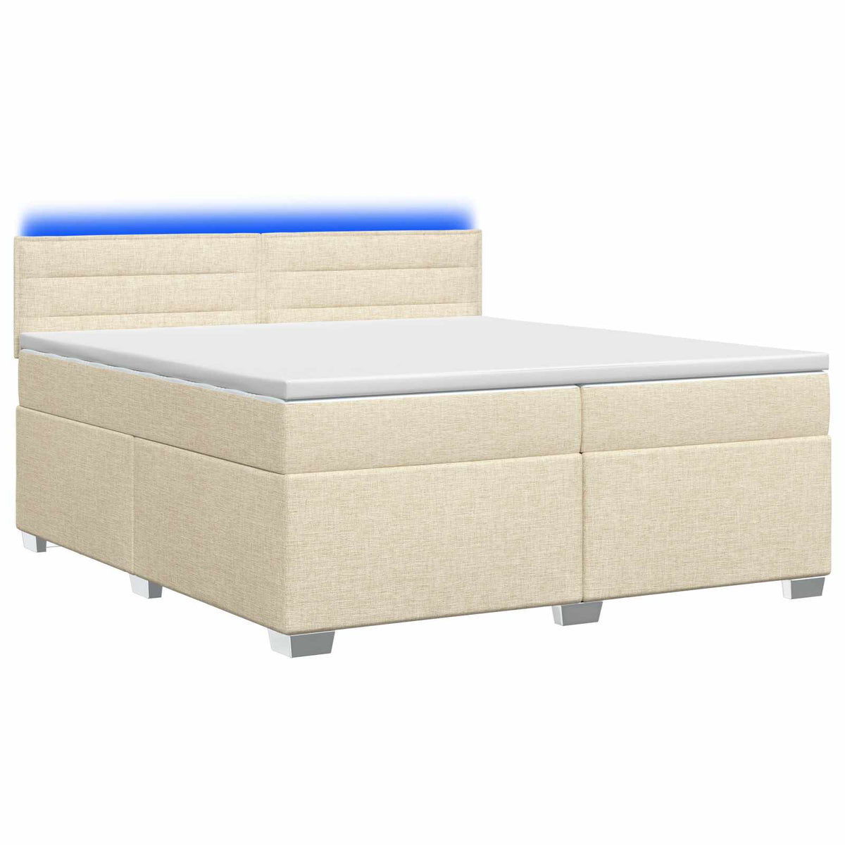 Boxspring ágy matraccal és LED-del Krémszínű 200 x 200 cm