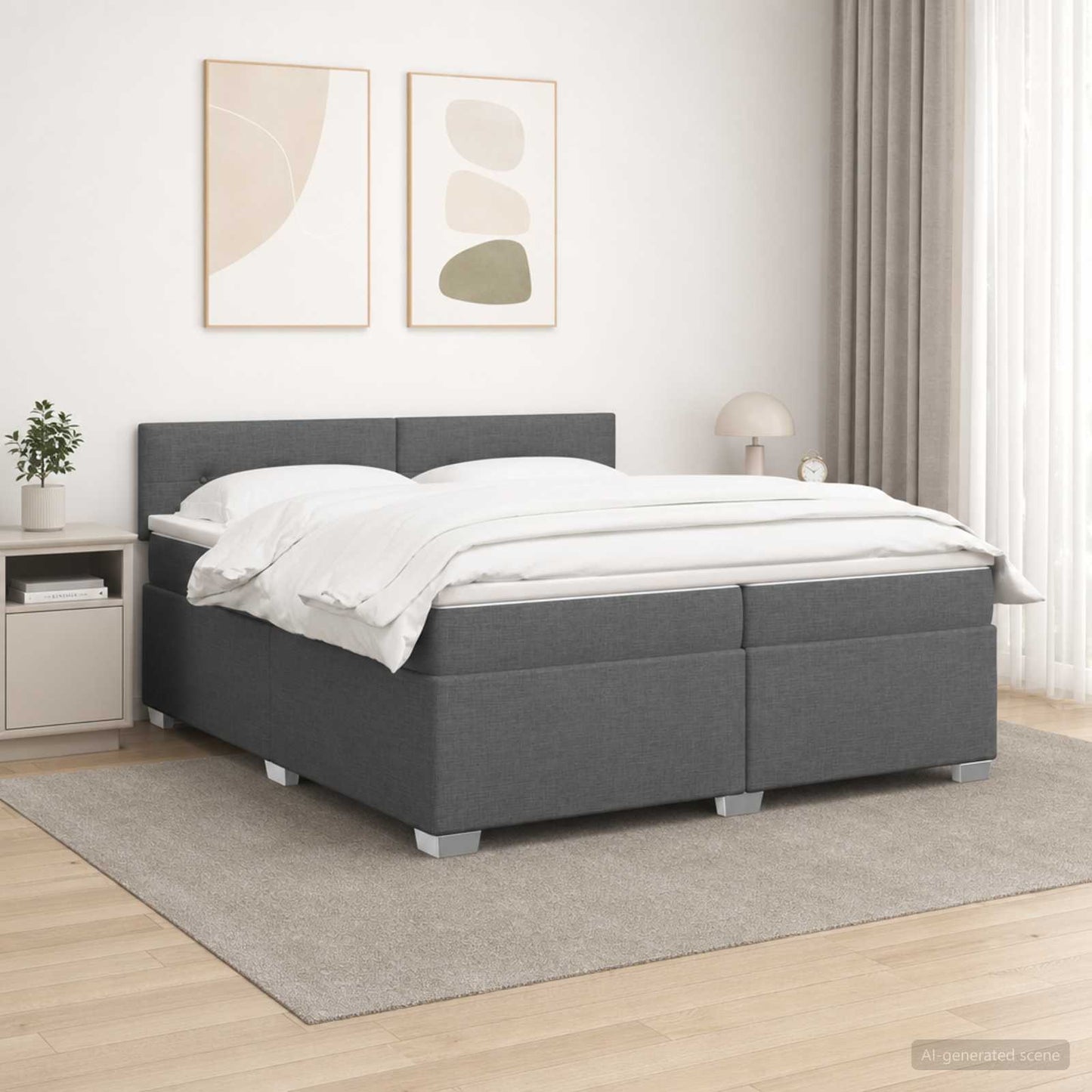 Boxspring ágy matraccal és LED-del Sötétszürke 200 x 200 cm