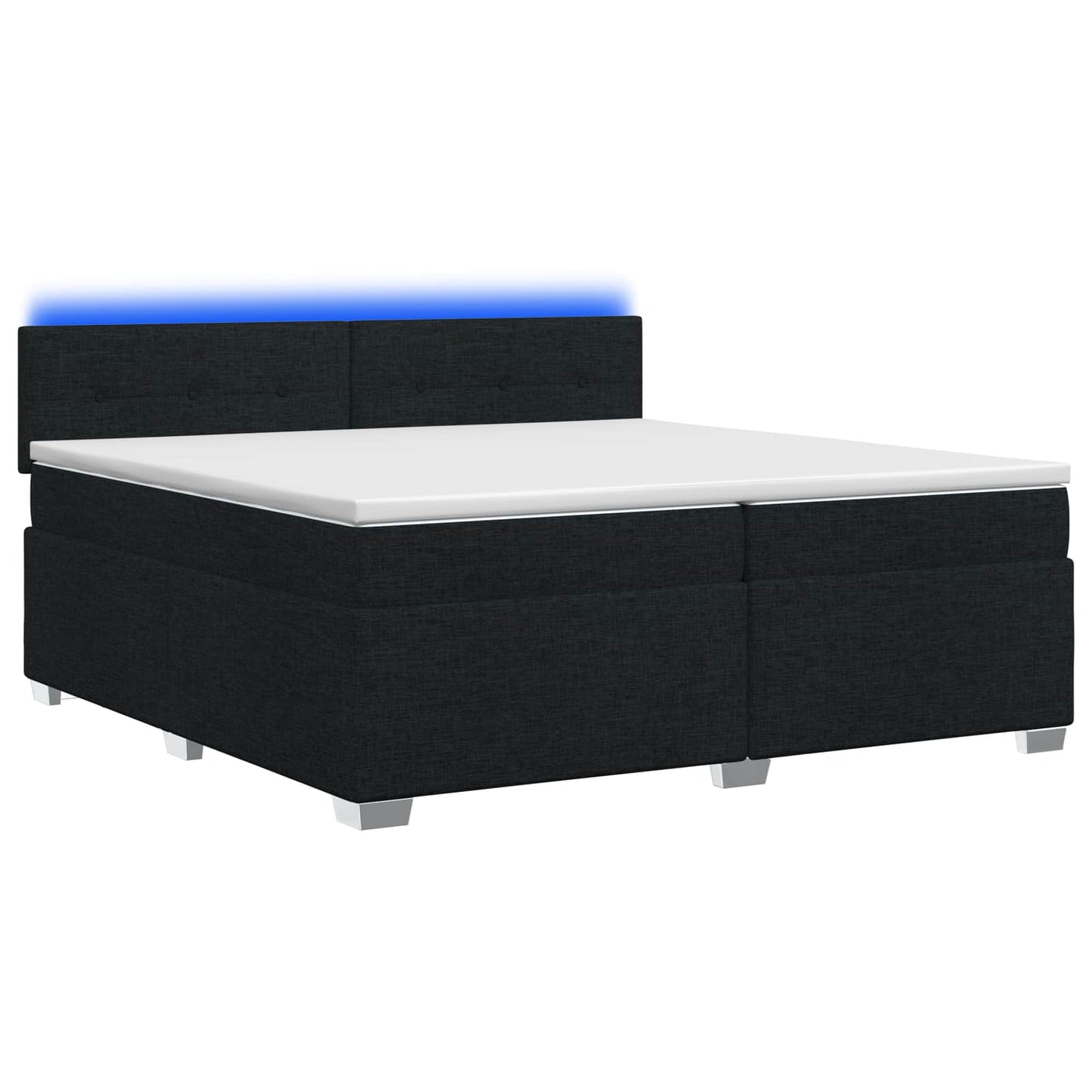 Boxspring ágy matraccal és LED-del Fekete 200 x 200 cm Szövet