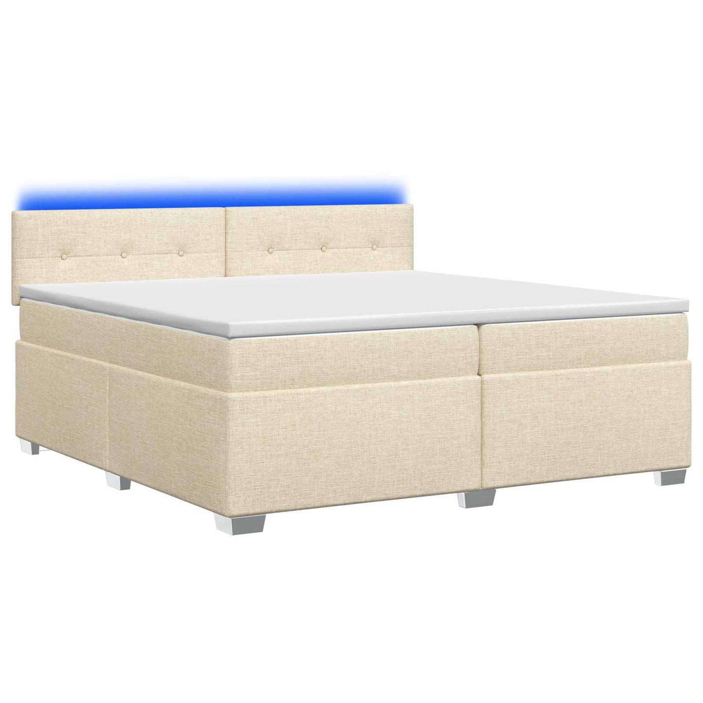 Boxspring ágy matraccal és LED-del Krémszínű 200 x 200 cm