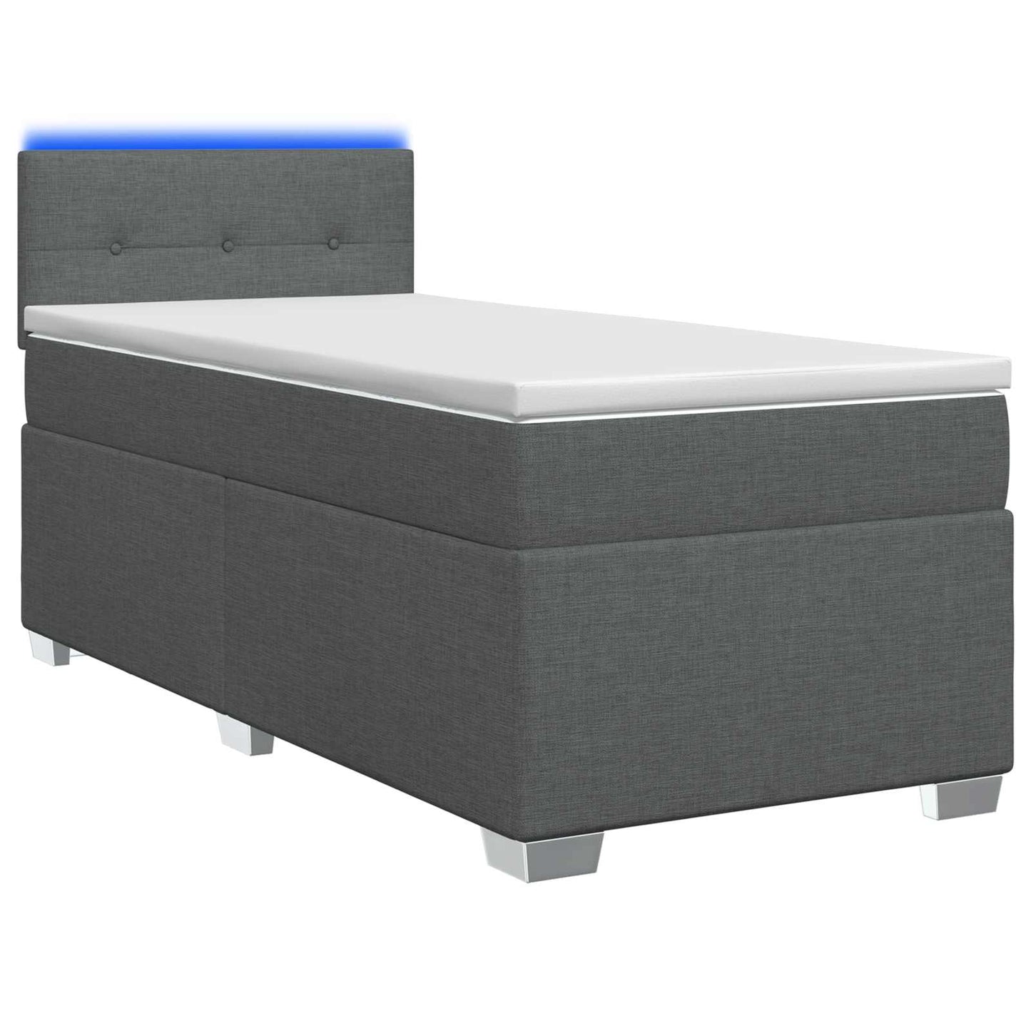 Boxspring ágy matraccal és LED-del Sötétszürke Egyszemélyes