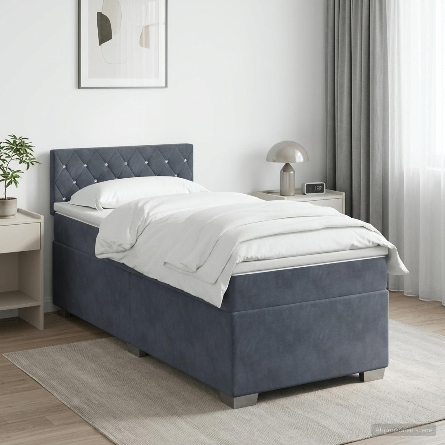 Boxspring ágy matraccal és LED-del Sötétszürke Egyszemélyes