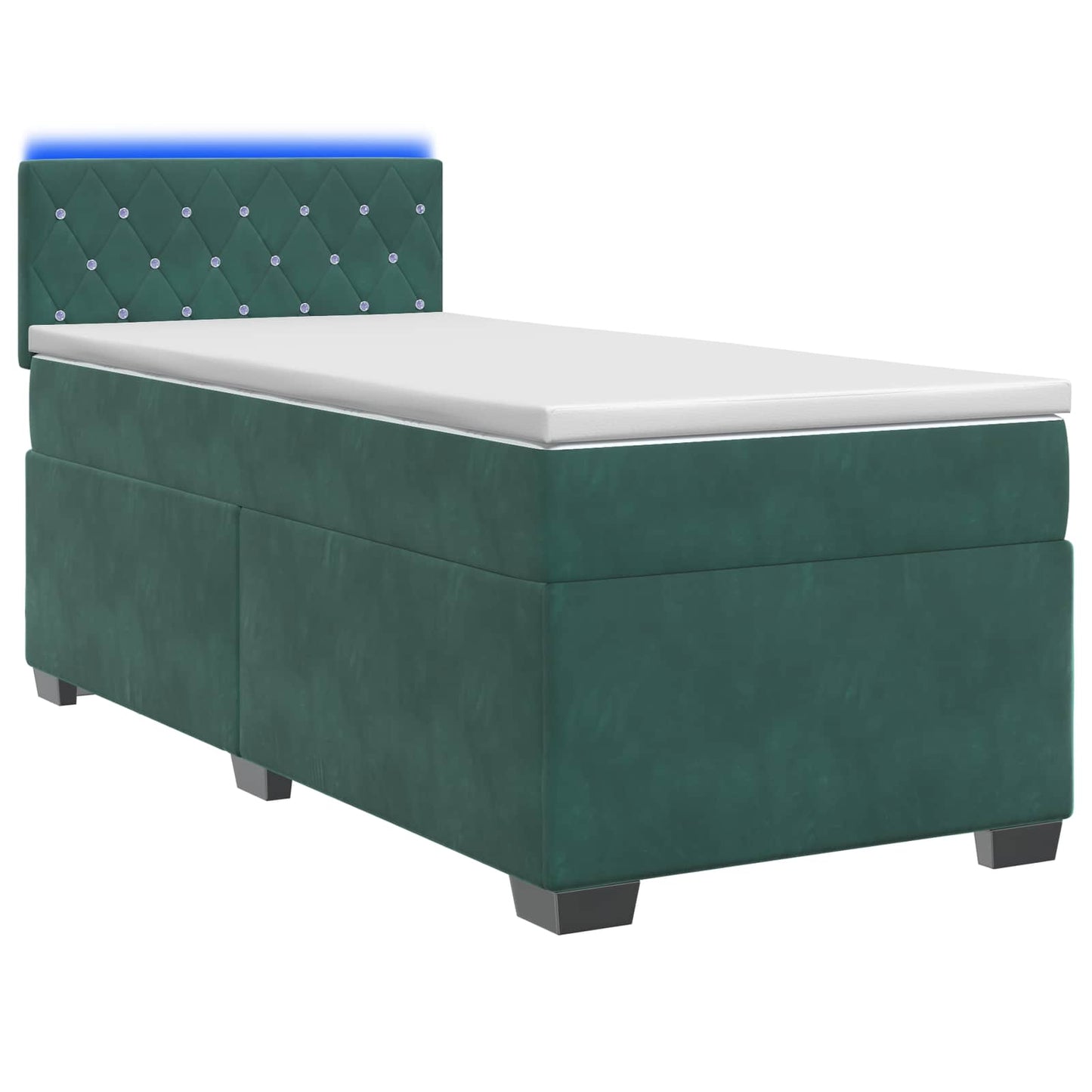 Boxspring ágy matraccal és LED-del Sötétzöld 80 x 200 cm