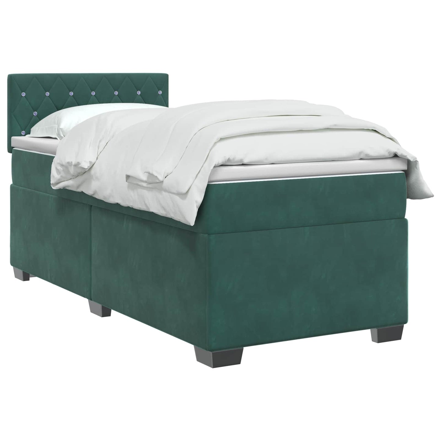Boxspring ágy matraccal és LED-del Sötétzöld 80 x 200 cm