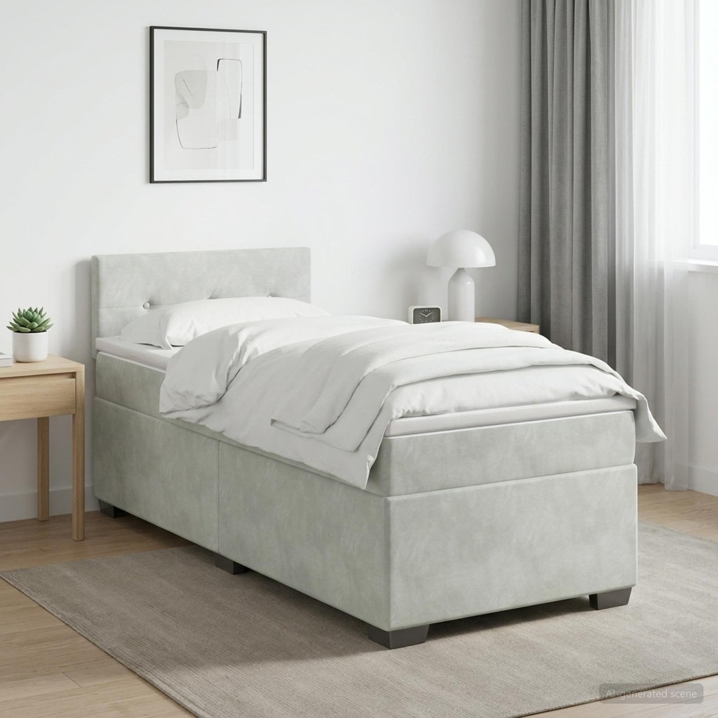 Boxspring ágy matraccal és LED-del Világosszürke 100 x 200 cm