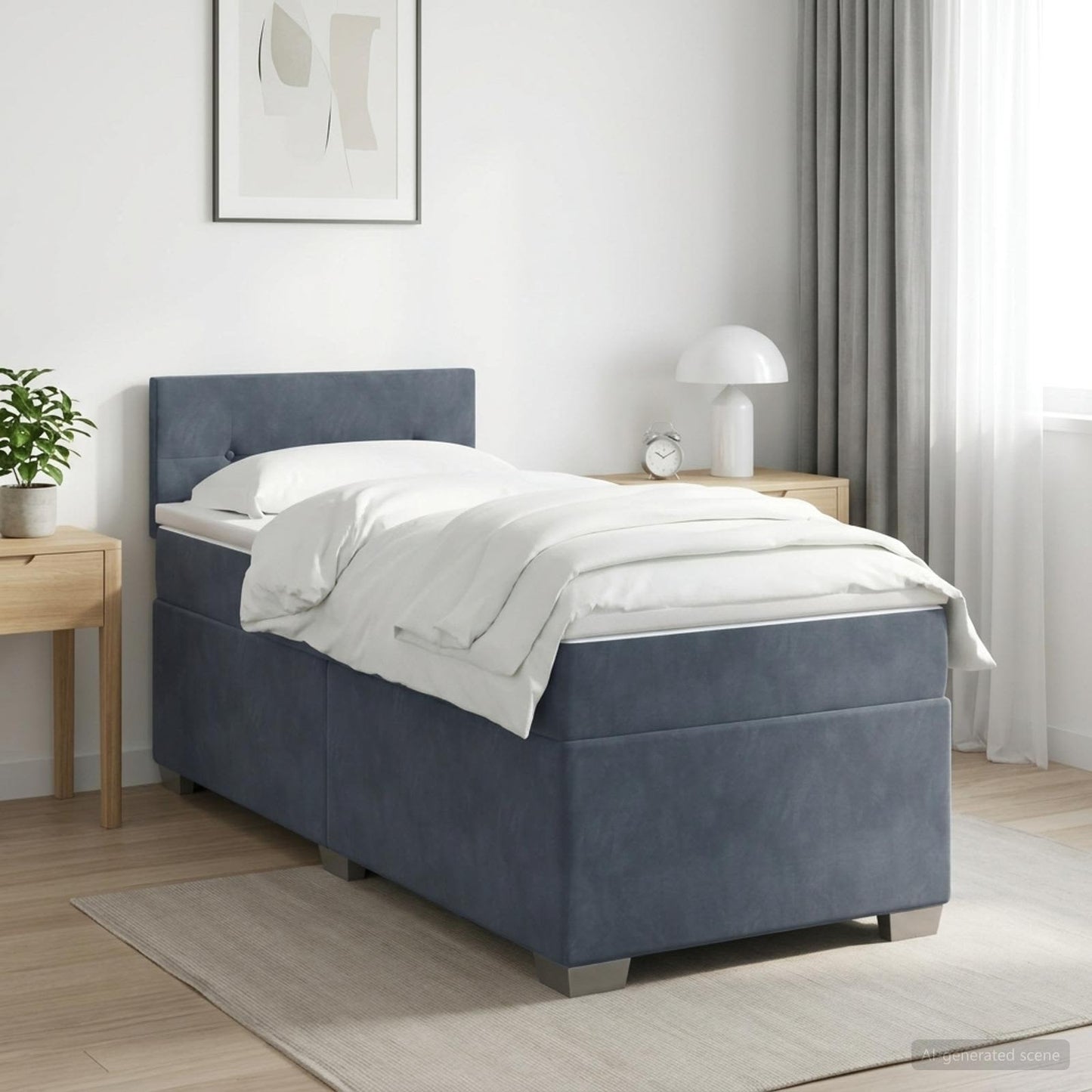 Boxspring ágy matraccal és LED-del Sötétszürke Egyszemélyes
