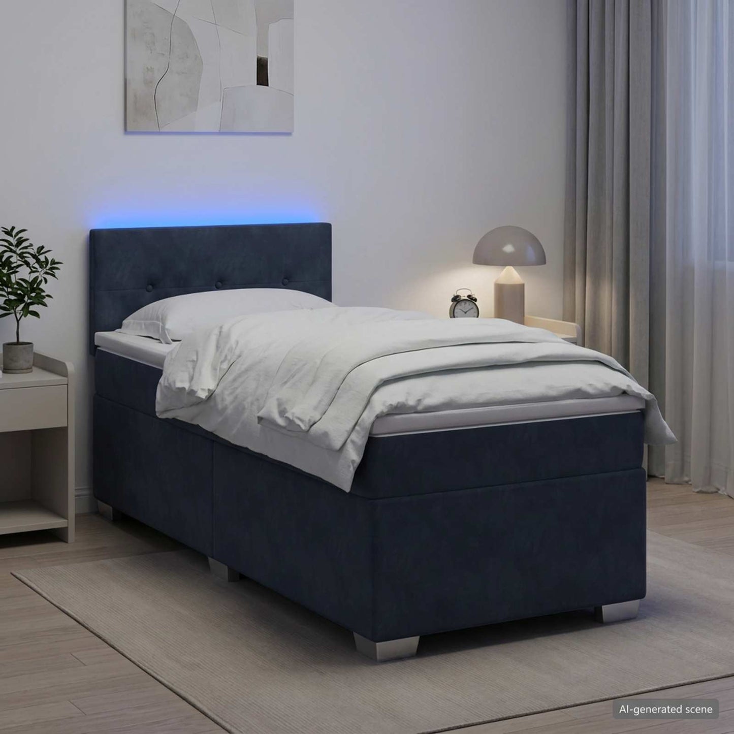 Boxspring ágy matraccal és LED-del Sötétszürke Egyszemélyes