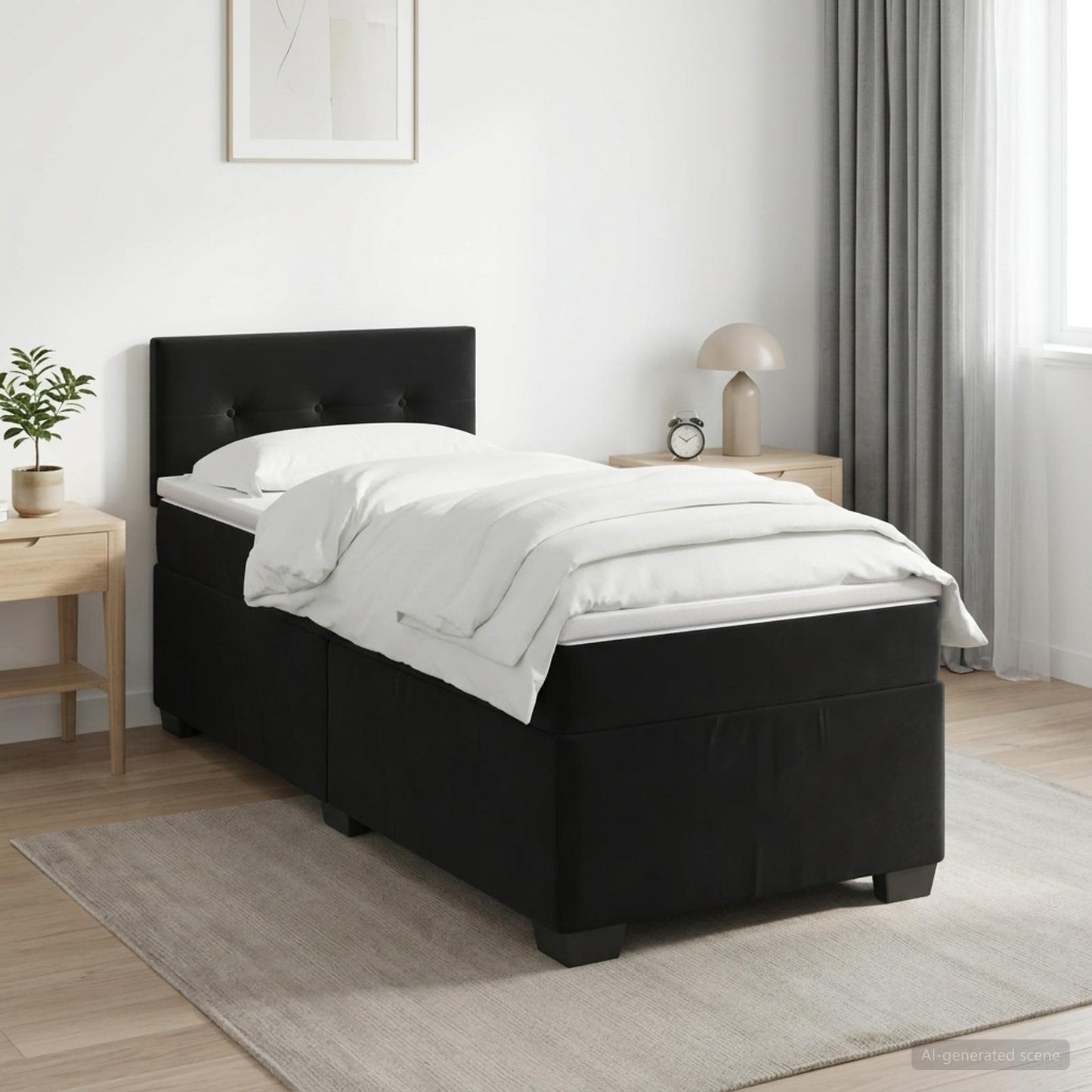 Boxspring ágy matraccal és LED-del Fekete 100 x 200 cm Bársony