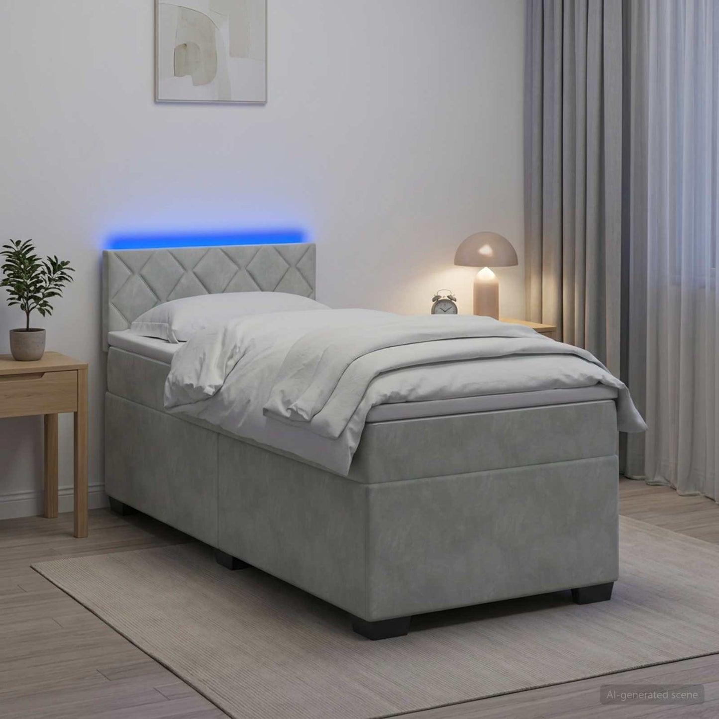 Boxspring ágy matraccal és LED-del Világosszürke 80 x 200 cm