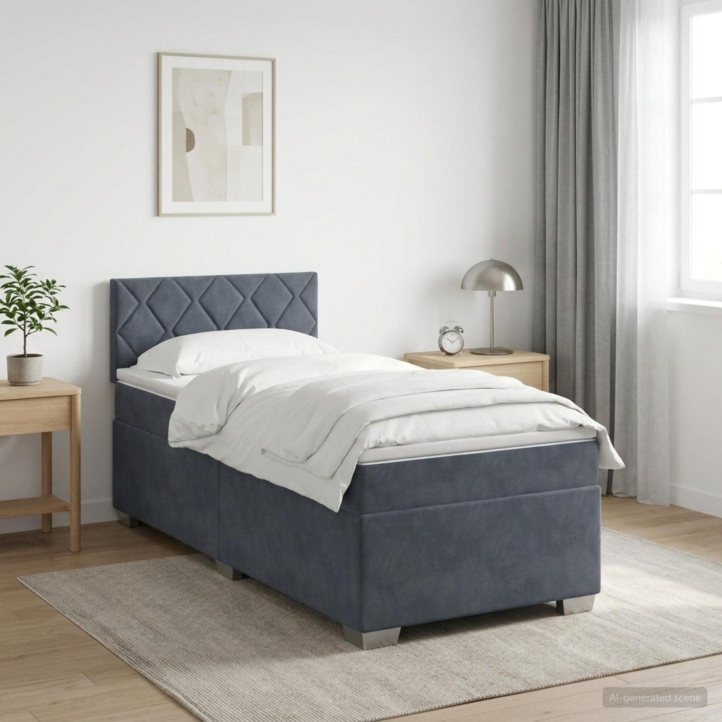 Boxspring ágy matraccal és LED-del Sötétszürke Egyszemélyes