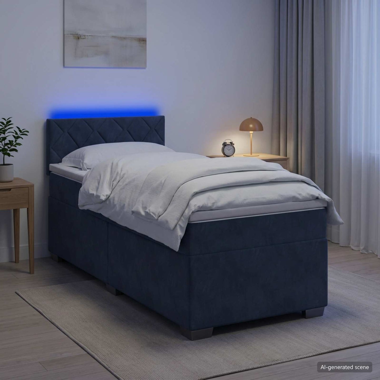 Boxspring ágy matraccal és LED-del Sötétszürke Egyszemélyes