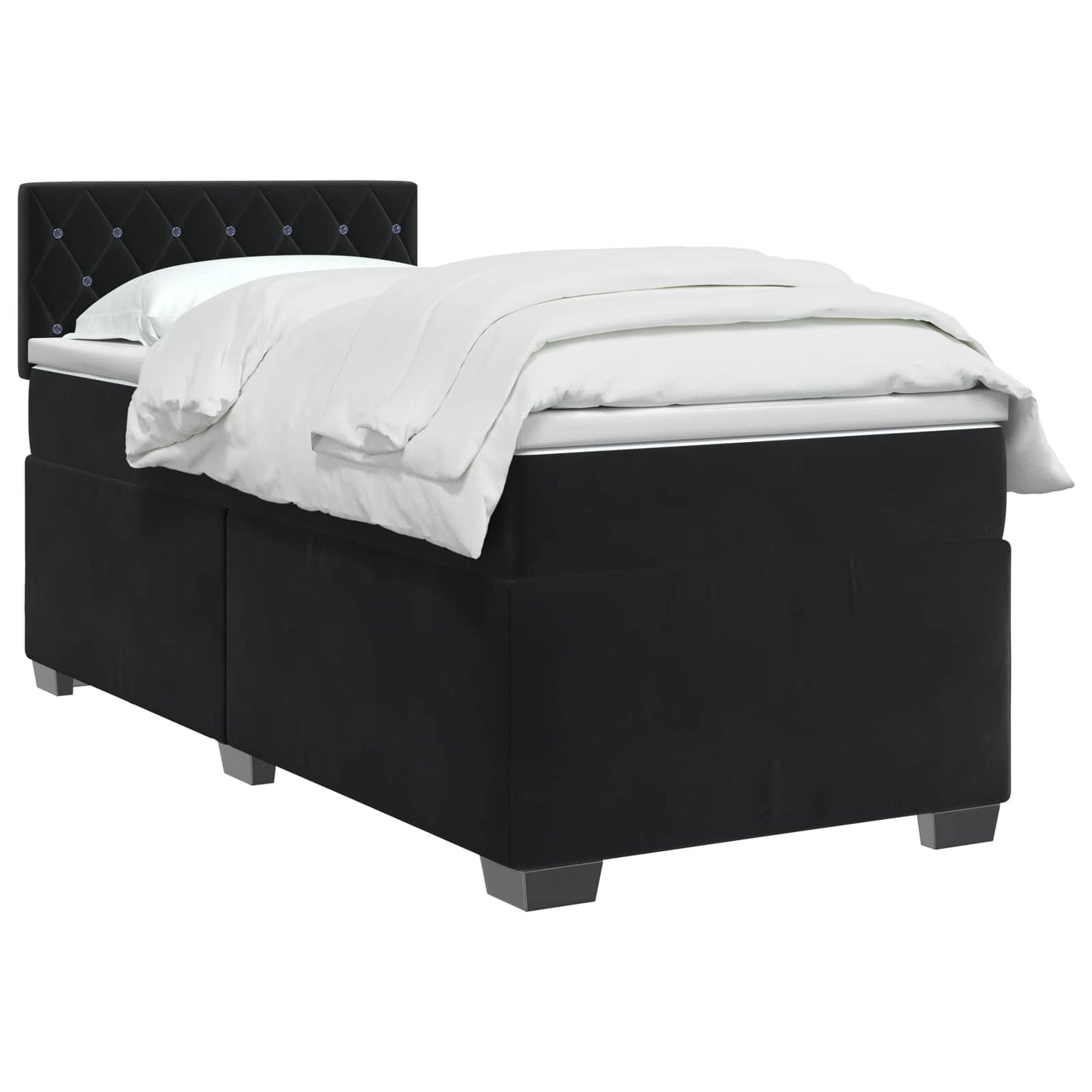 Boxspring ágy matraccal és LED-del Fekete 90 x 190 cm Bársony
