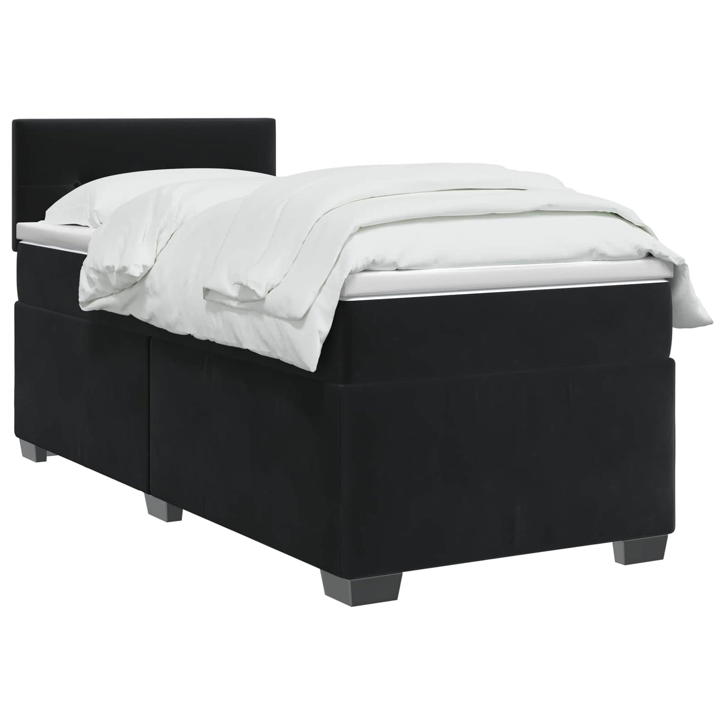Boxspring ágy matraccal és LED-del Fekete 90 x 190 cm Bársony