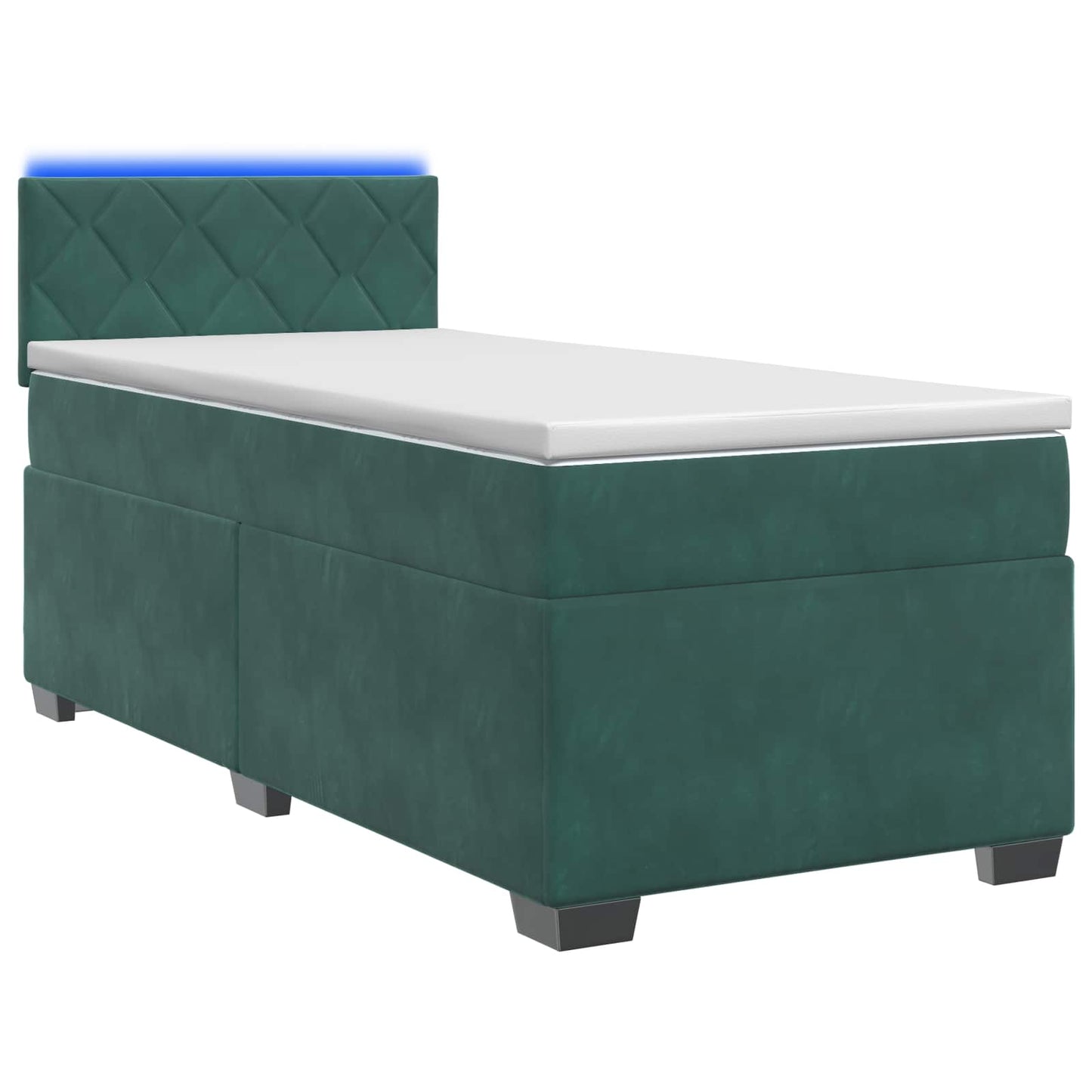 Boxspring ágy matraccal és LED-del Sötétzöld 90 x 190 cm