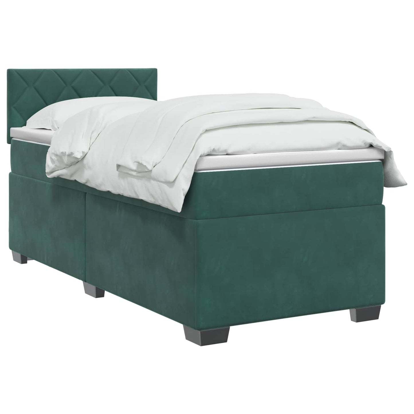 Boxspring ágy matraccal és LED-del Sötétzöld 90 x 190 cm