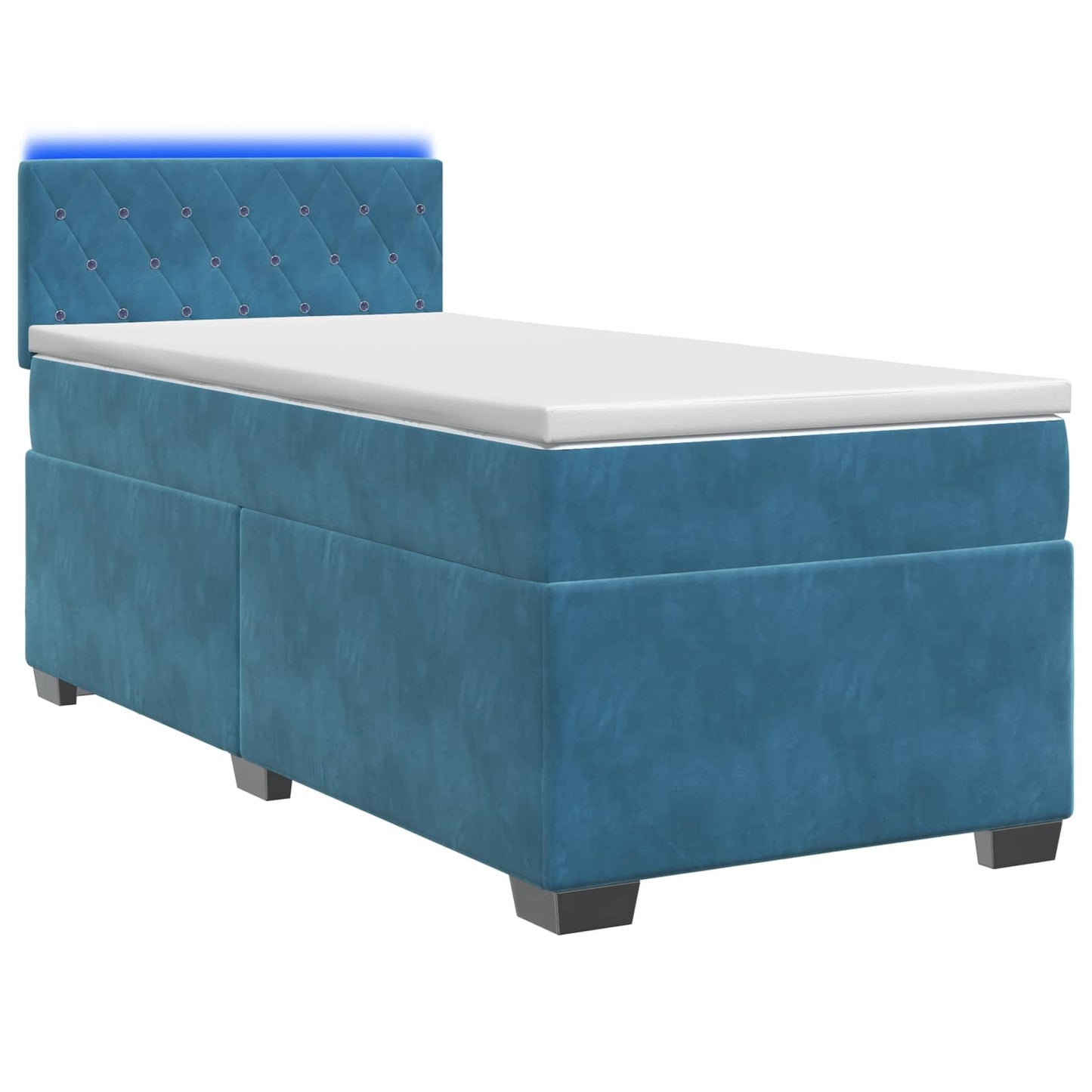 Boxspring ágy matraccal és LED-del Kék 90 x 200 cm Bársony