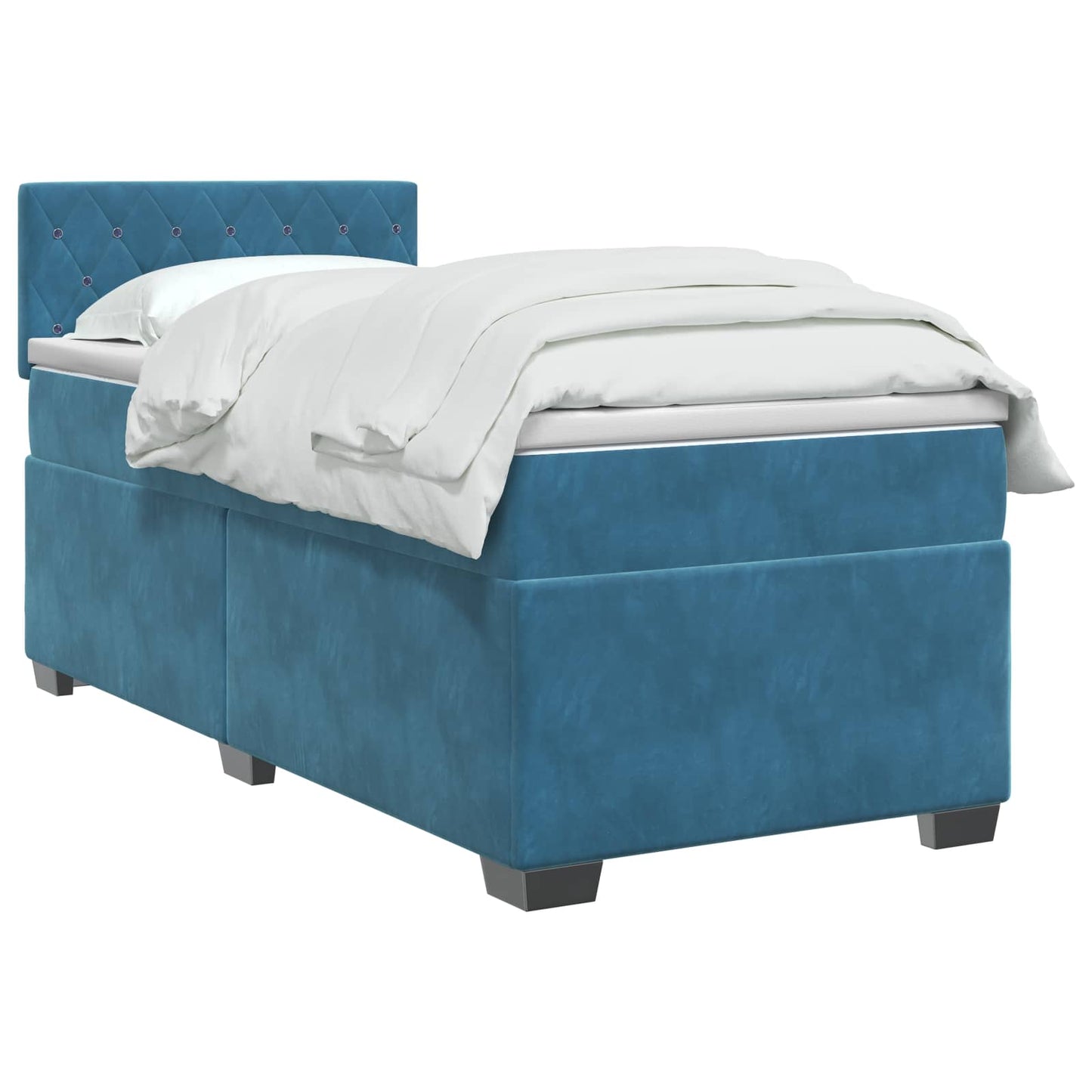 Boxspring ágy matraccal és LED-del Kék 90 x 200 cm Bársony
