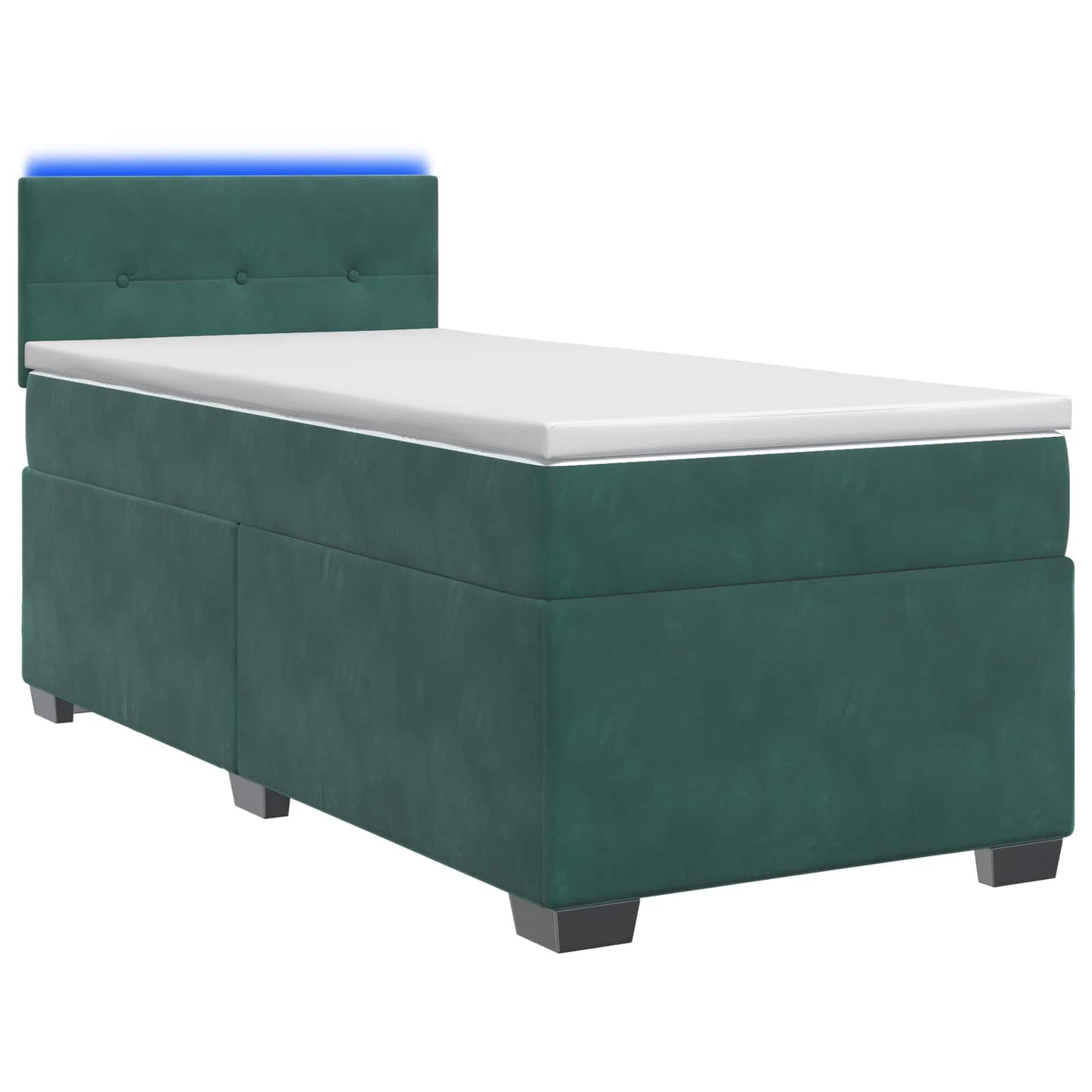 Boxspring ágy matraccal és LED-del Sötétzöld 90 x 200 cm