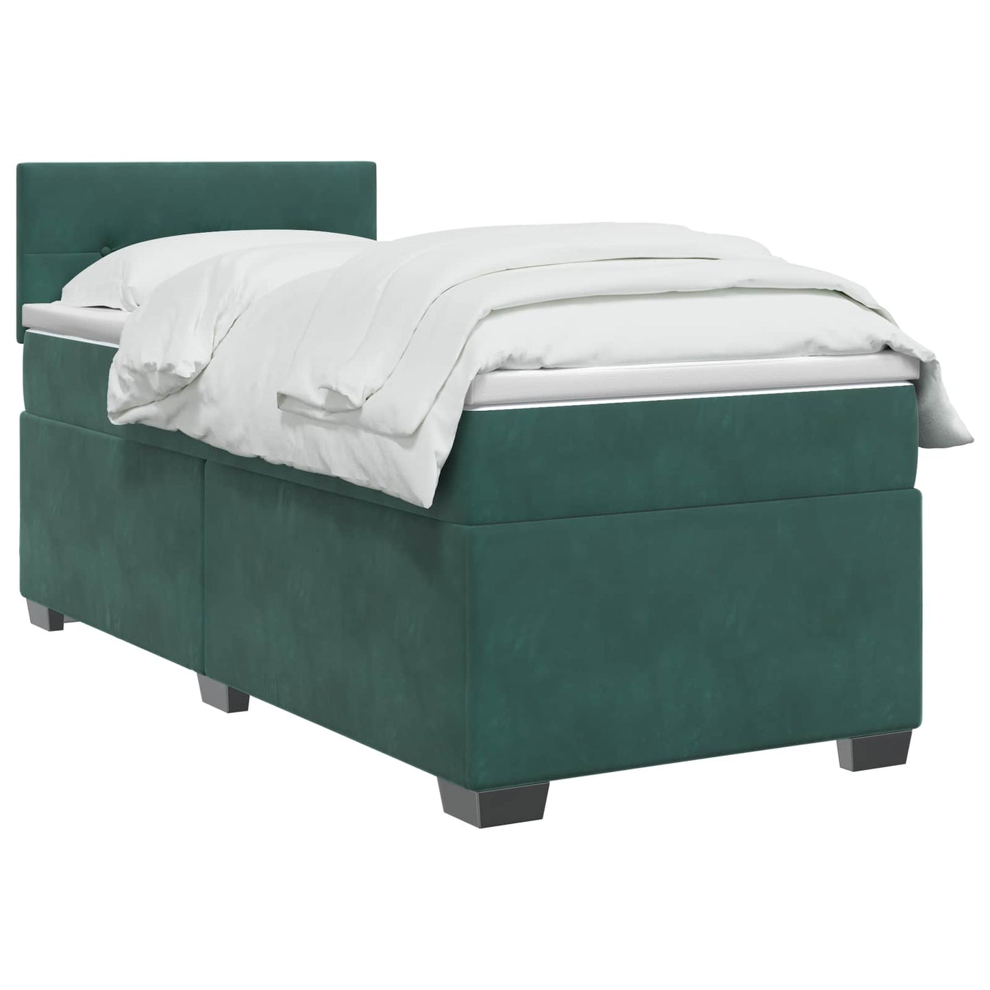 Boxspring ágy matraccal és LED-del Sötétzöld 90 x 200 cm
