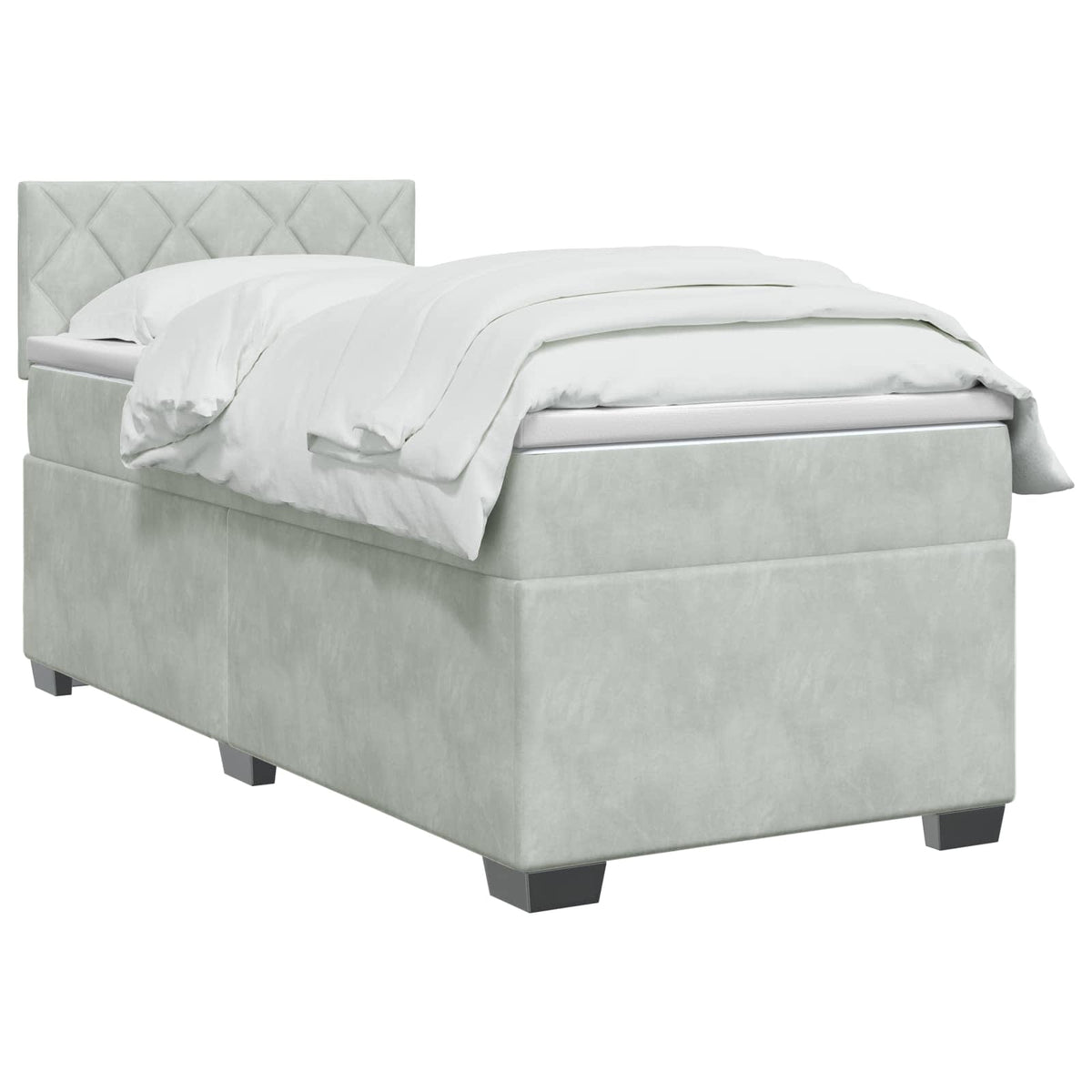 Boxspring ágy matraccal és LED-del Világosszürke 90 x 200 cm