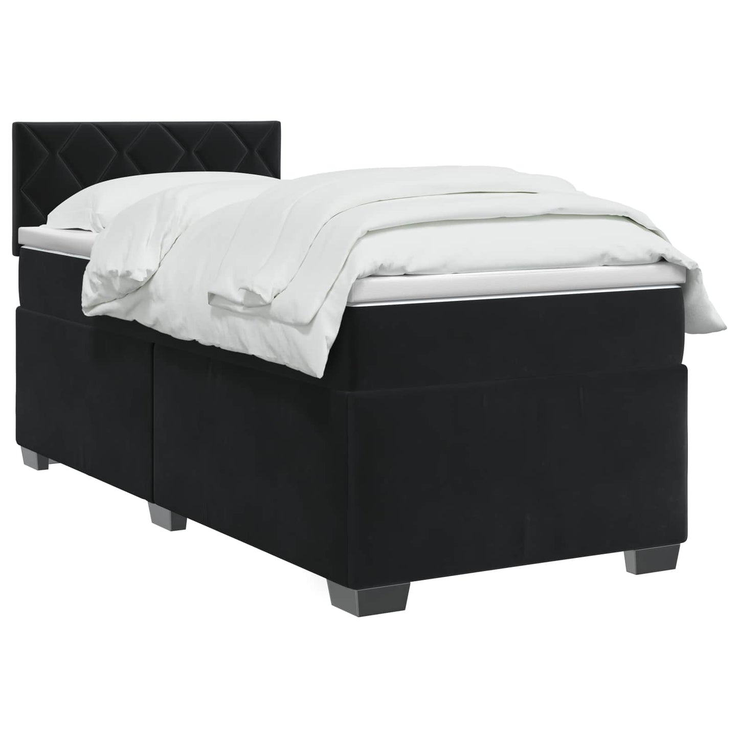 Boxspring ágy matraccal és LED-del Fekete 90 x 200 cm Bársony