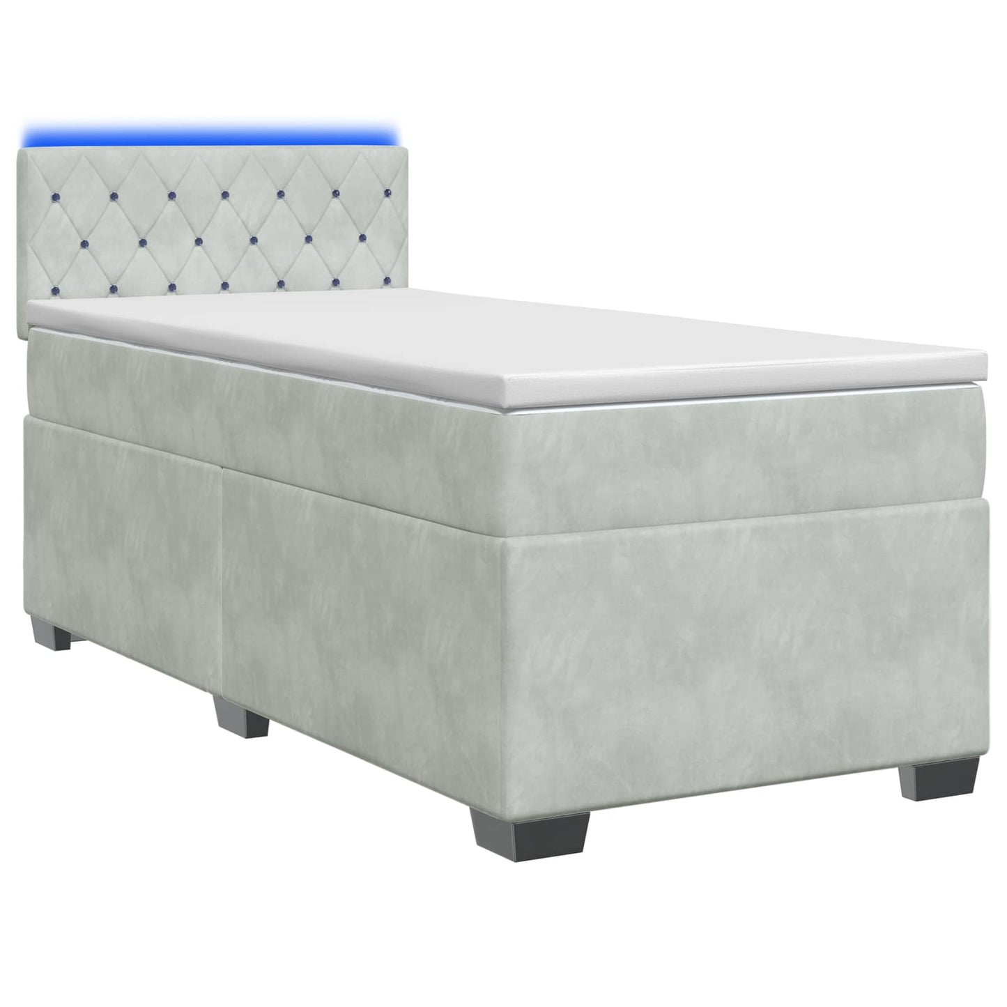 Boxspring ágy matraccal és LED-del Világosszürke 100 x 200 cm