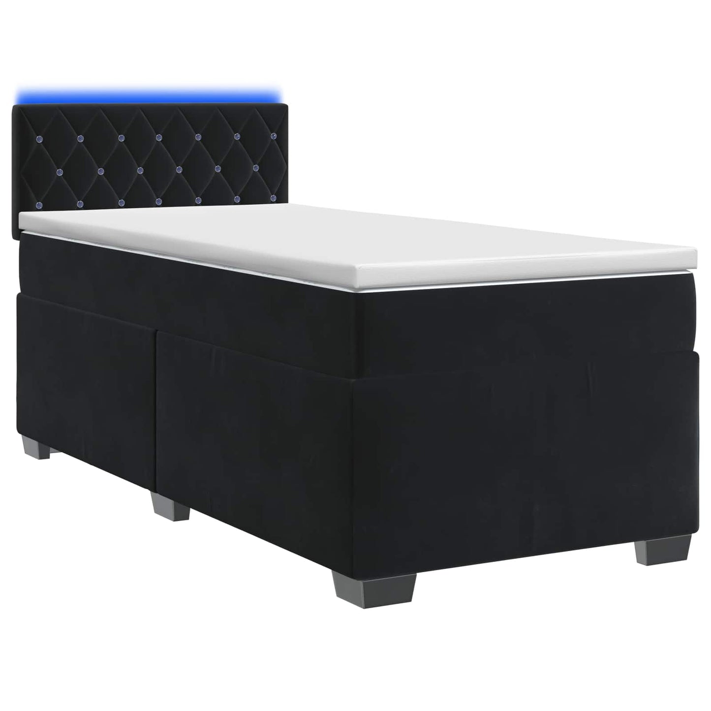 Boxspring ágy matraccal és LED-del Fekete 100 x 200 cm Bársony
