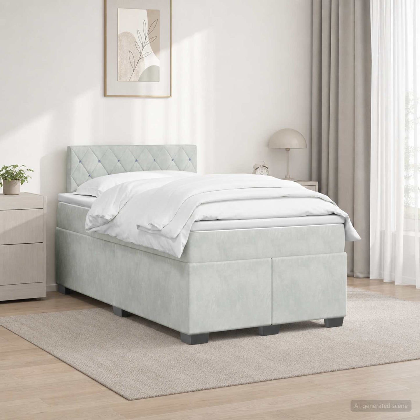 Boxspring ágy matraccal és LED-del Világosszürke 120 x 190 cm