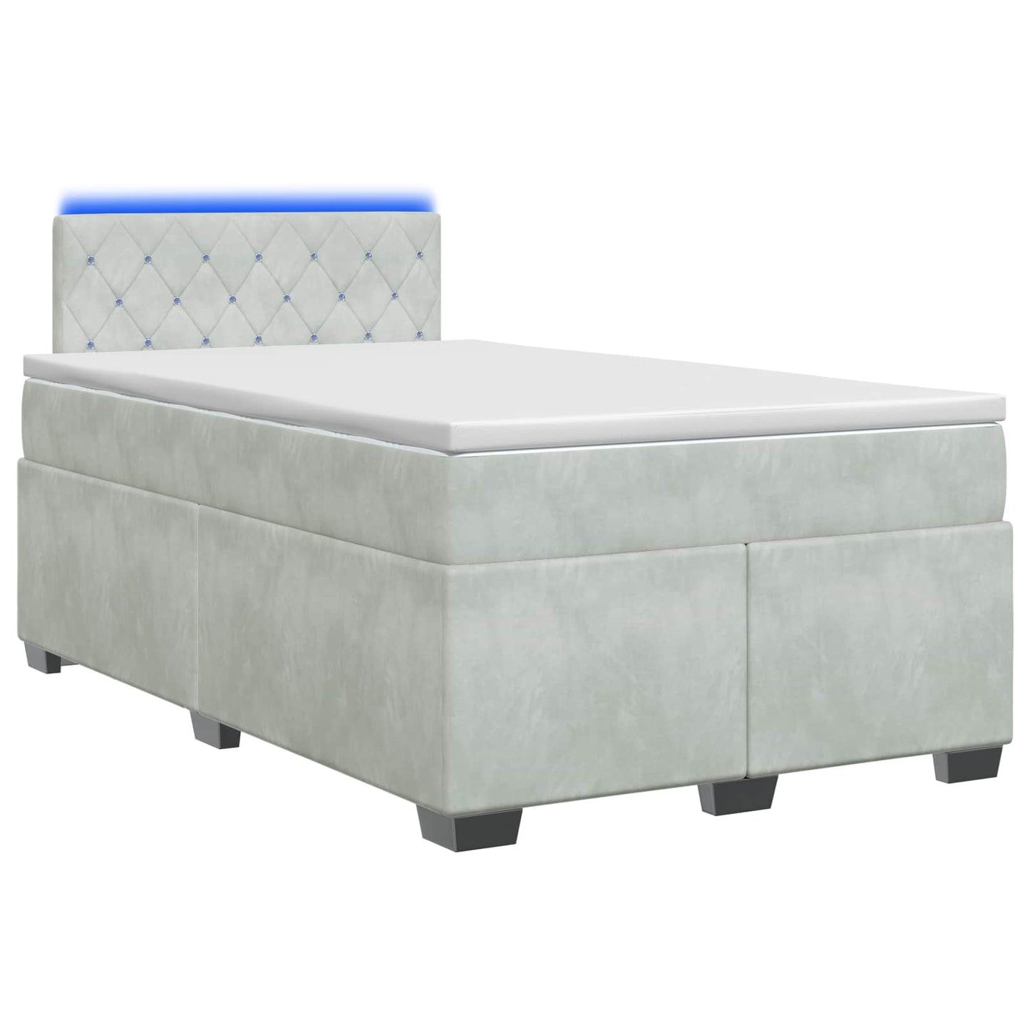 Boxspring ágy matraccal és LED-del Világosszürke 120 x 190 cm