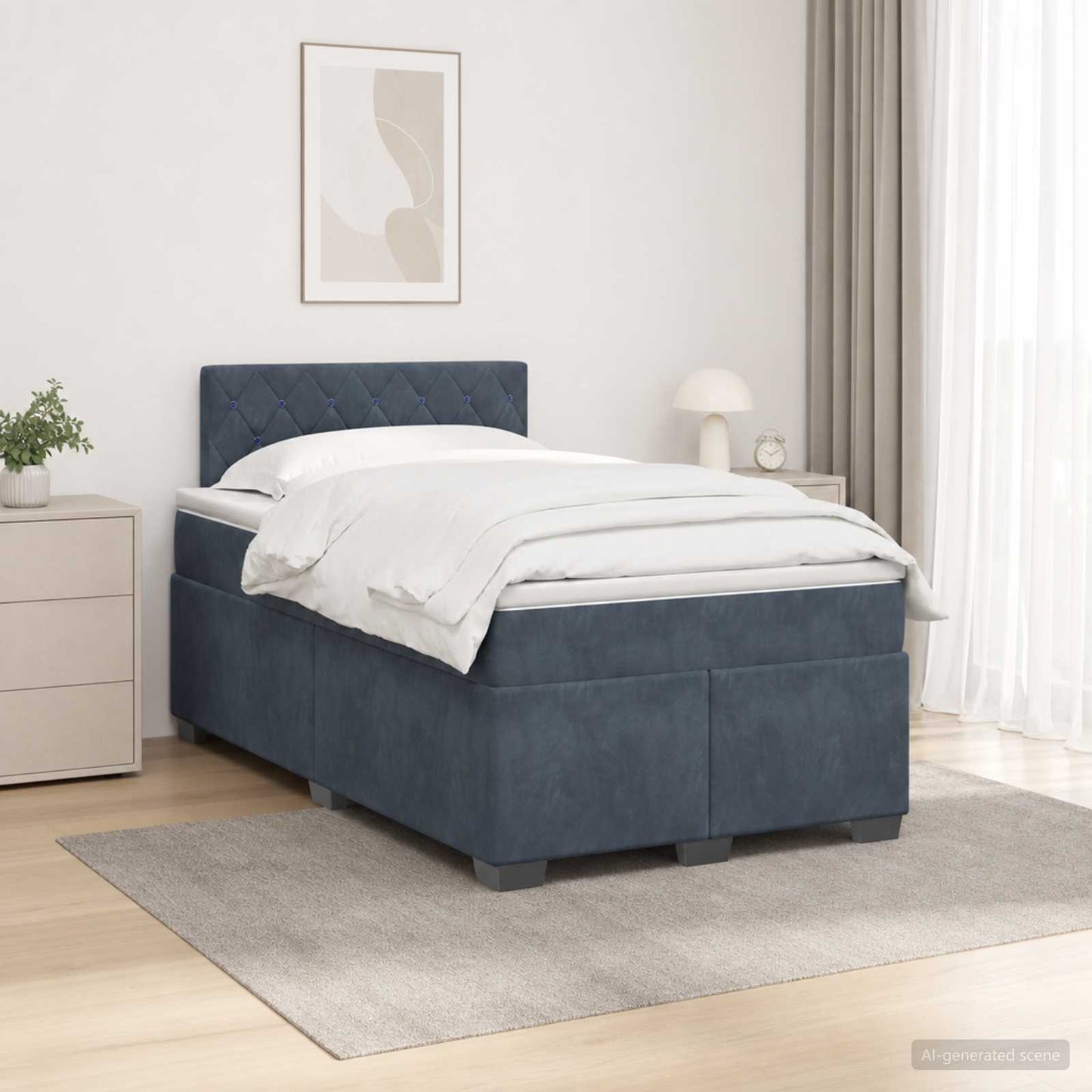 Boxspring ágy matraccal és LED-del Sötétszürke 120 x 190 cm