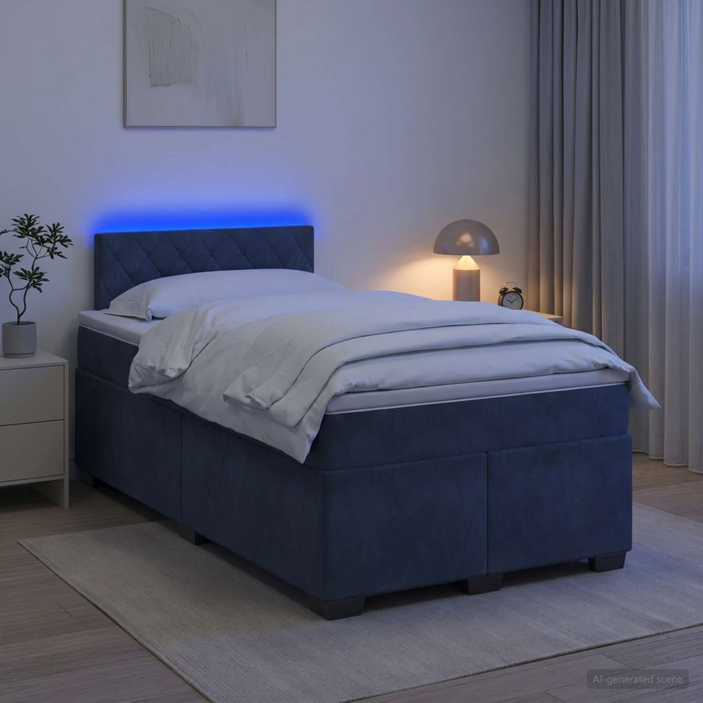 Boxspring ágy matraccal és LED-del Sötétszürke 120 x 200 cm
