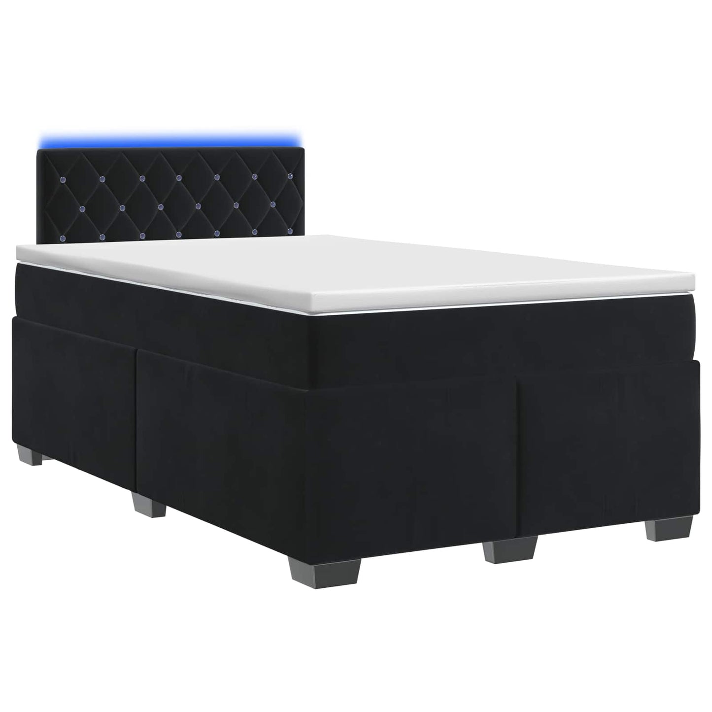 Boxspring ágy matraccal és LED-del Fekete 120 x 190 cm Bársony