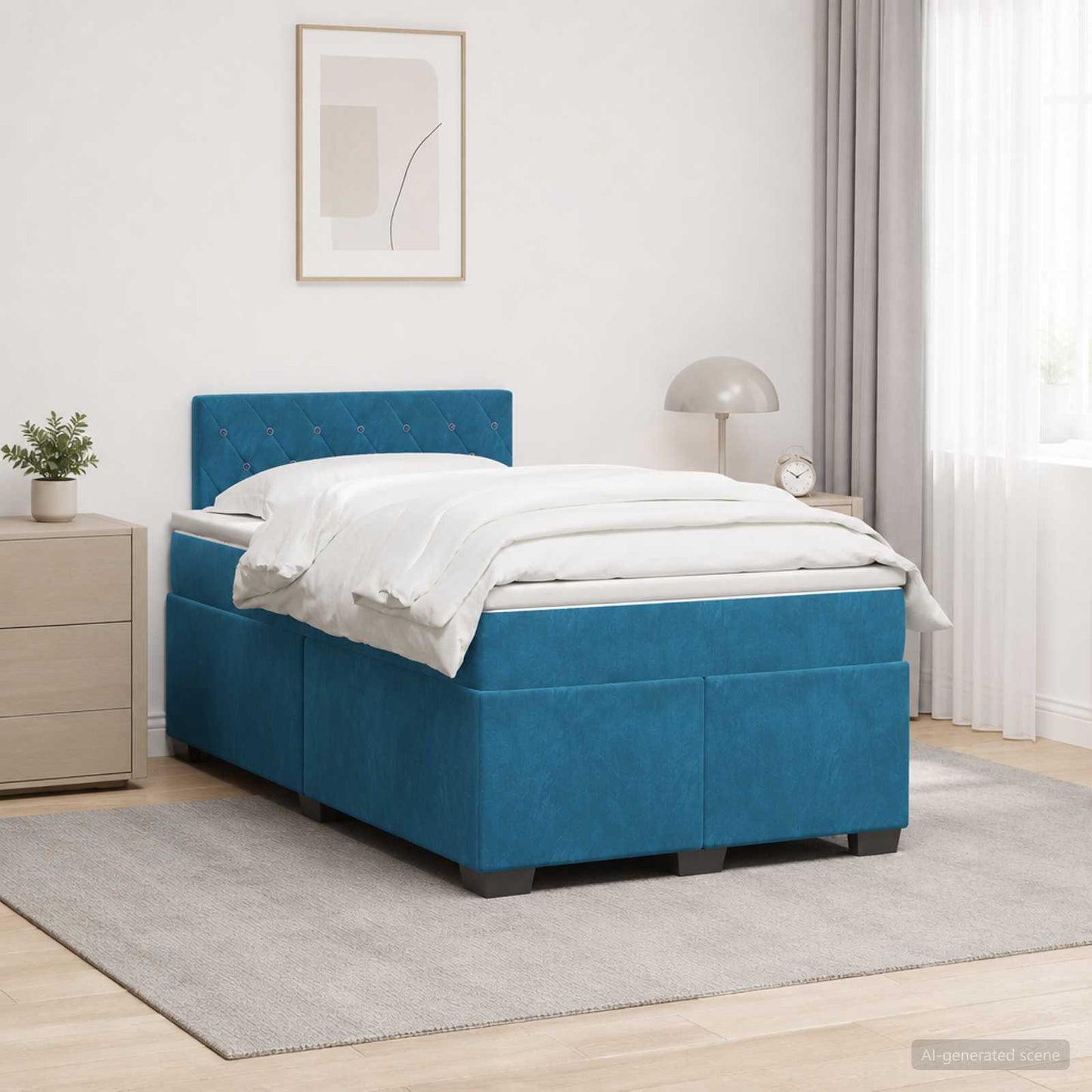 Boxspring ágy matraccal és LED-del Kék 120 x 190 cm Bársony